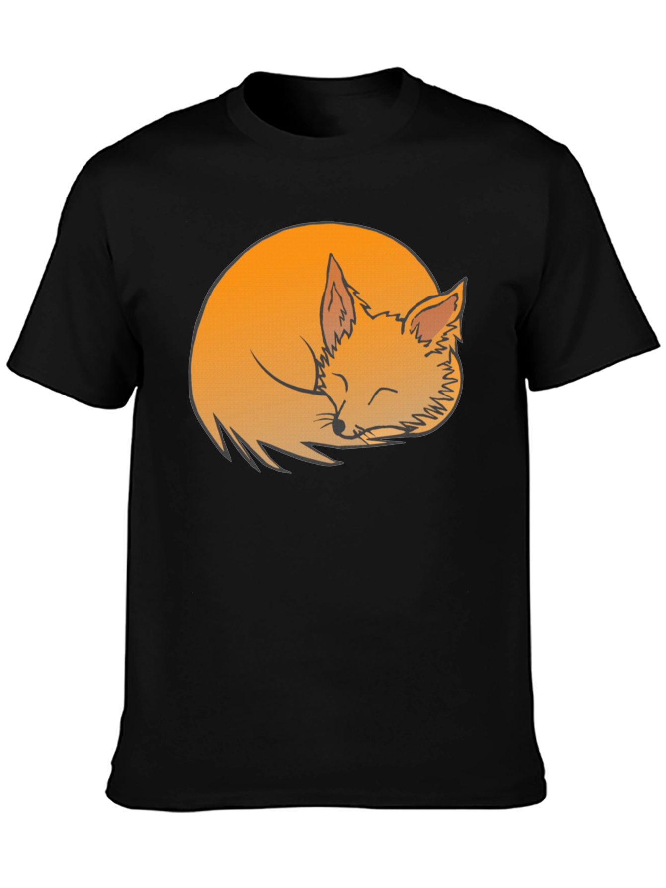 Sleeping Fox Graphic Tee - Soft Black Cotton Shirt