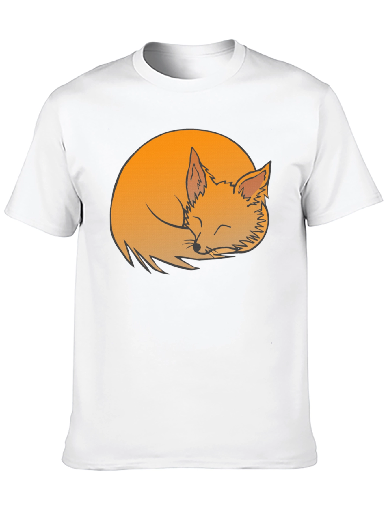 Sleeping Fox Graphic Tee - Soft Black Cotton Shirt