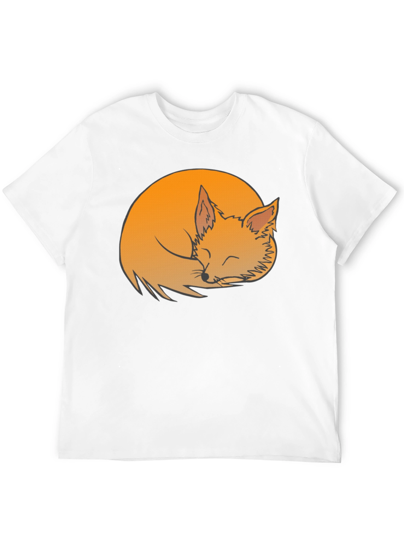 Sleeping Fox Graphic Tee - Soft Black Cotton Shirt
