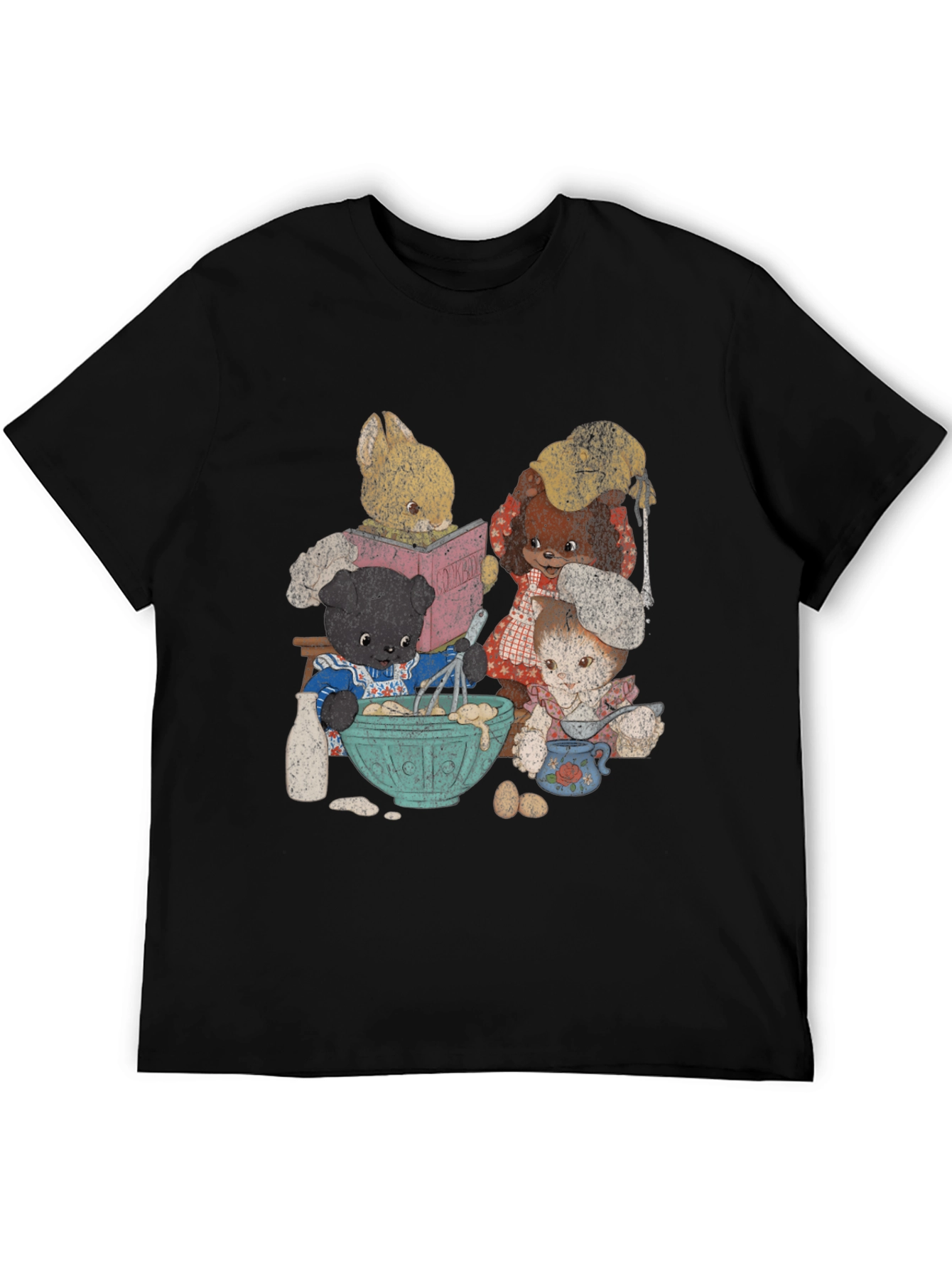 Retro Cartoon Animal Baking Crew Graphic Tee