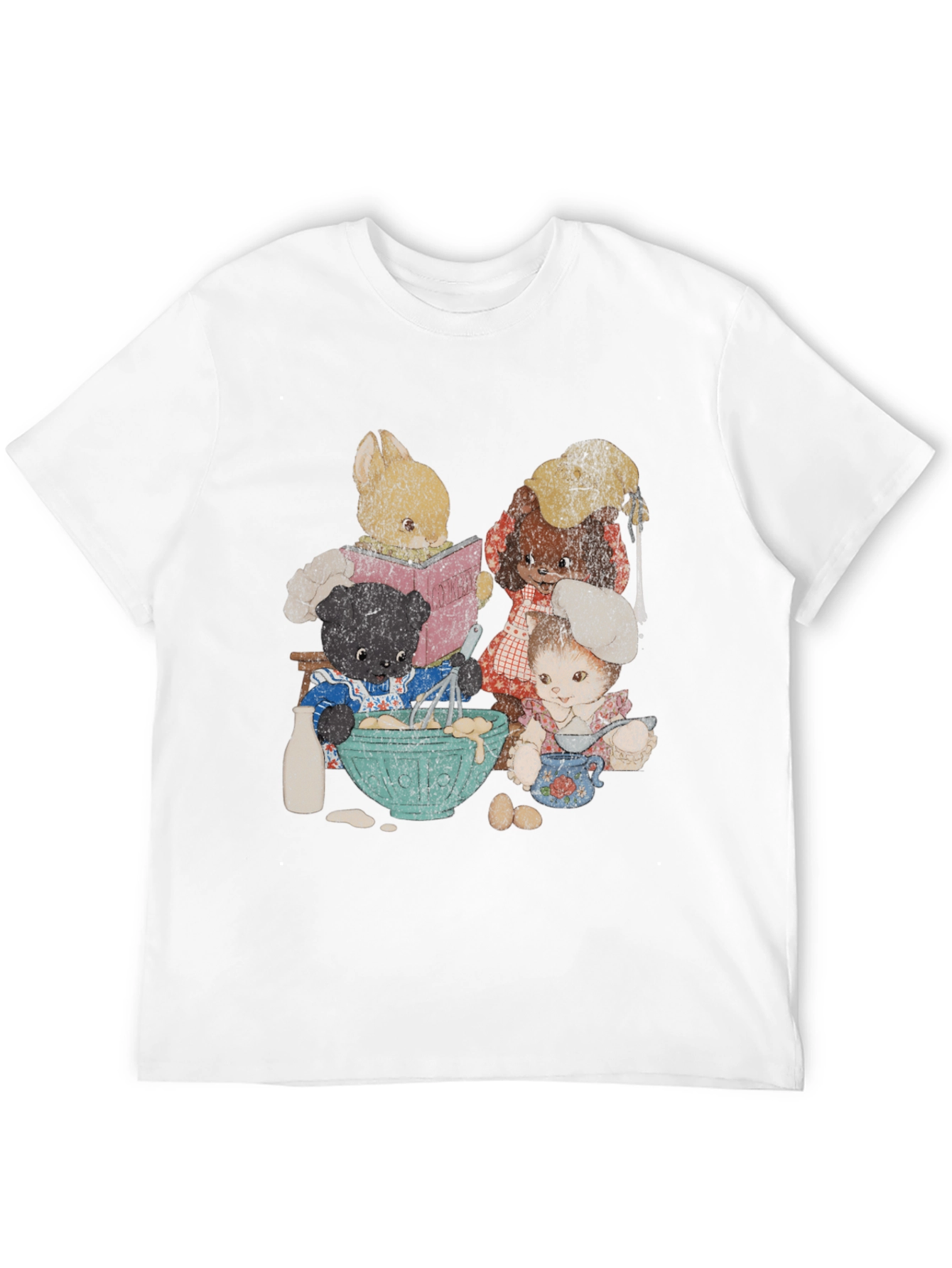 Retro Cartoon Animal Baking Crew Graphic Tee