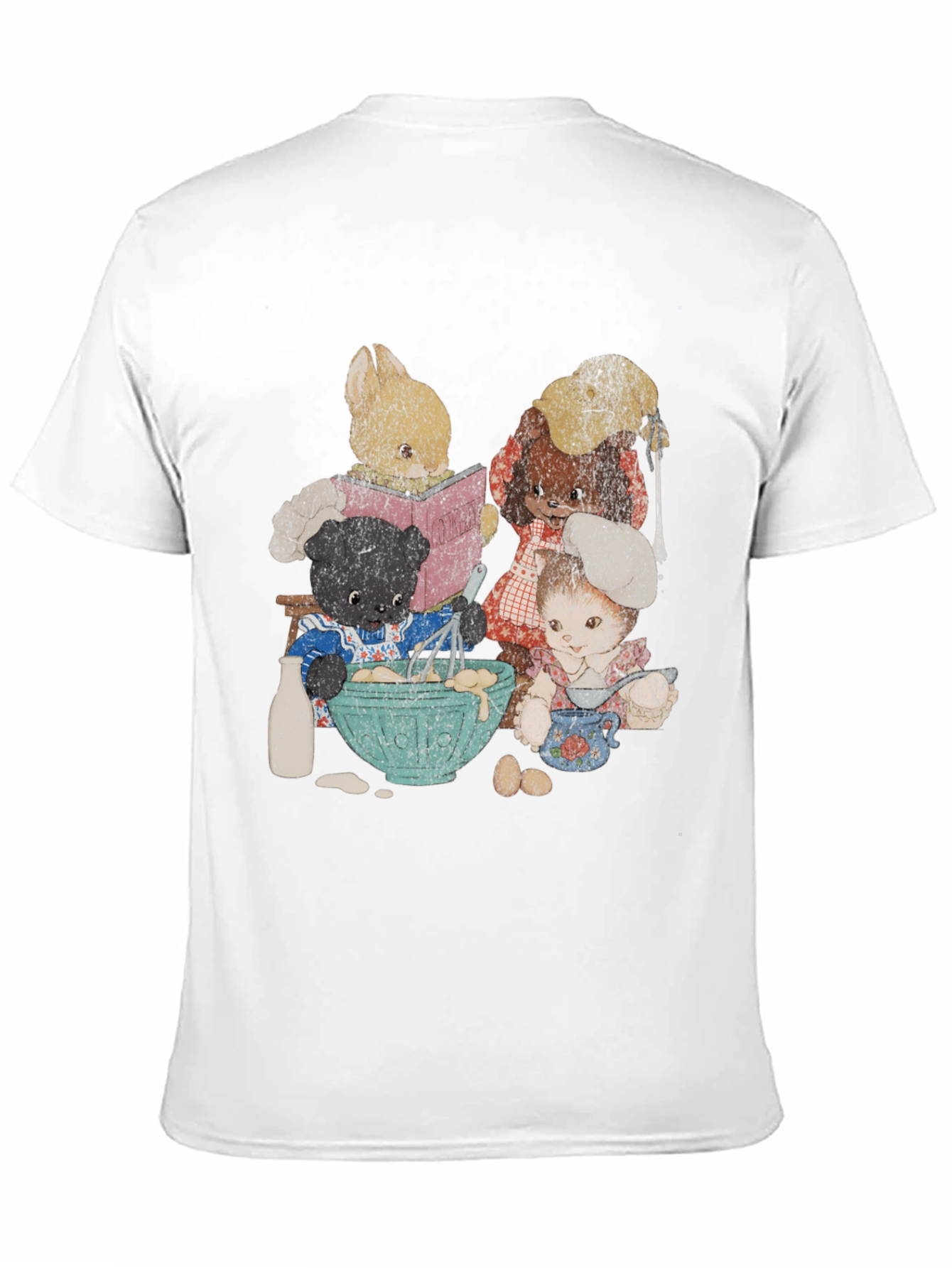 Retro Cartoon Animal Baking Crew Graphic Tee