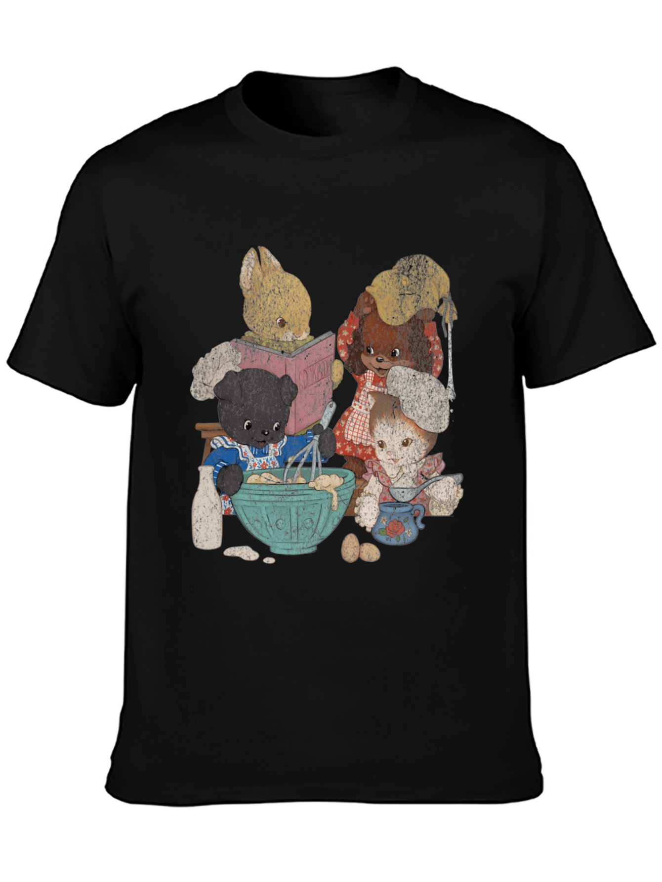 Retro Cartoon Animal Baking Crew Graphic Tee