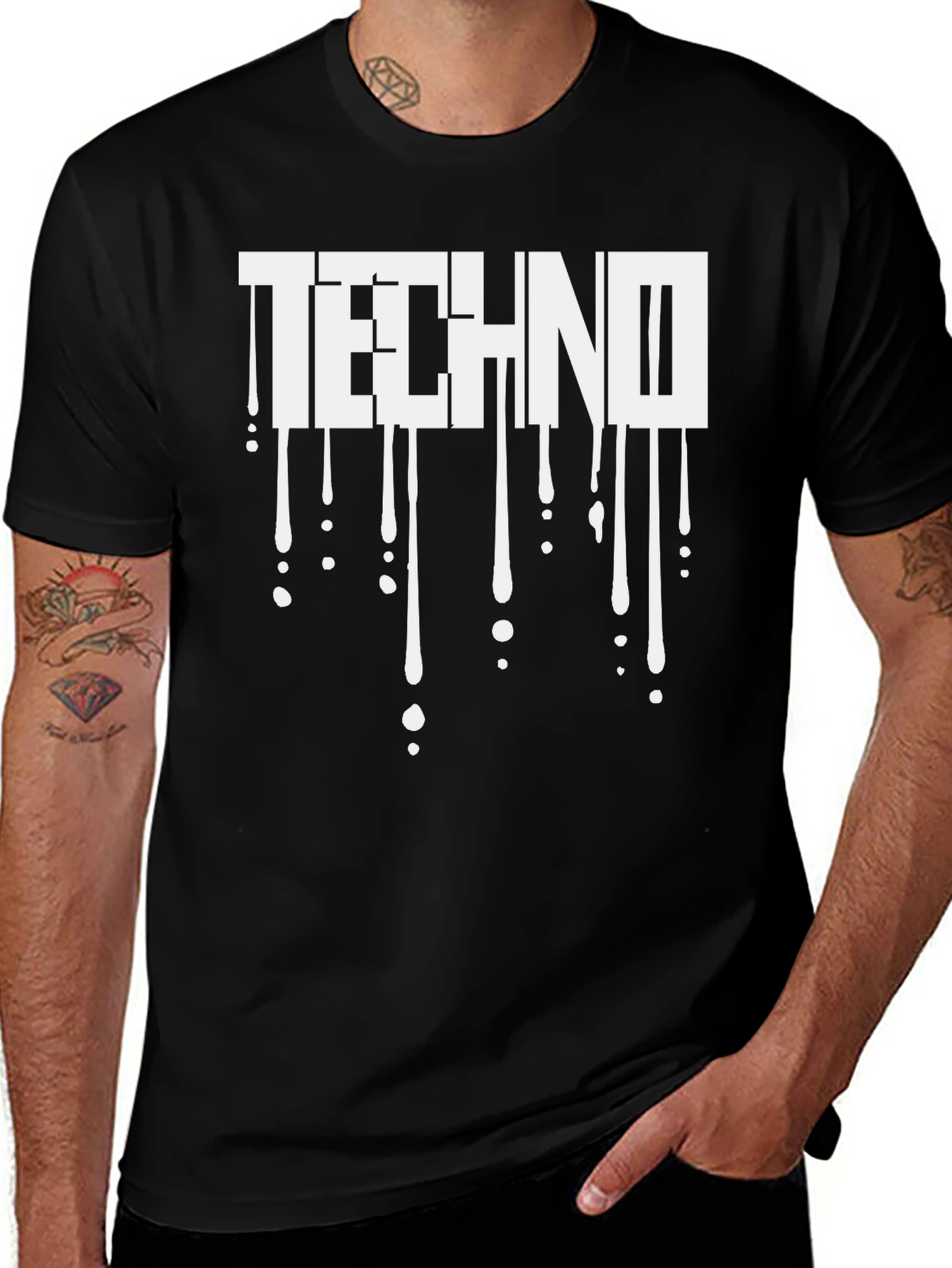 Techno Drip Graphic T-Shirt - Black