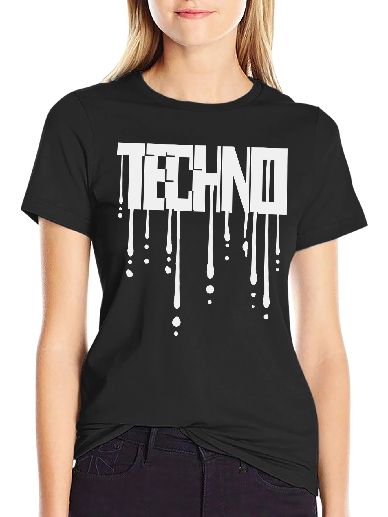 Techno Drip Graphic T-Shirt - Black