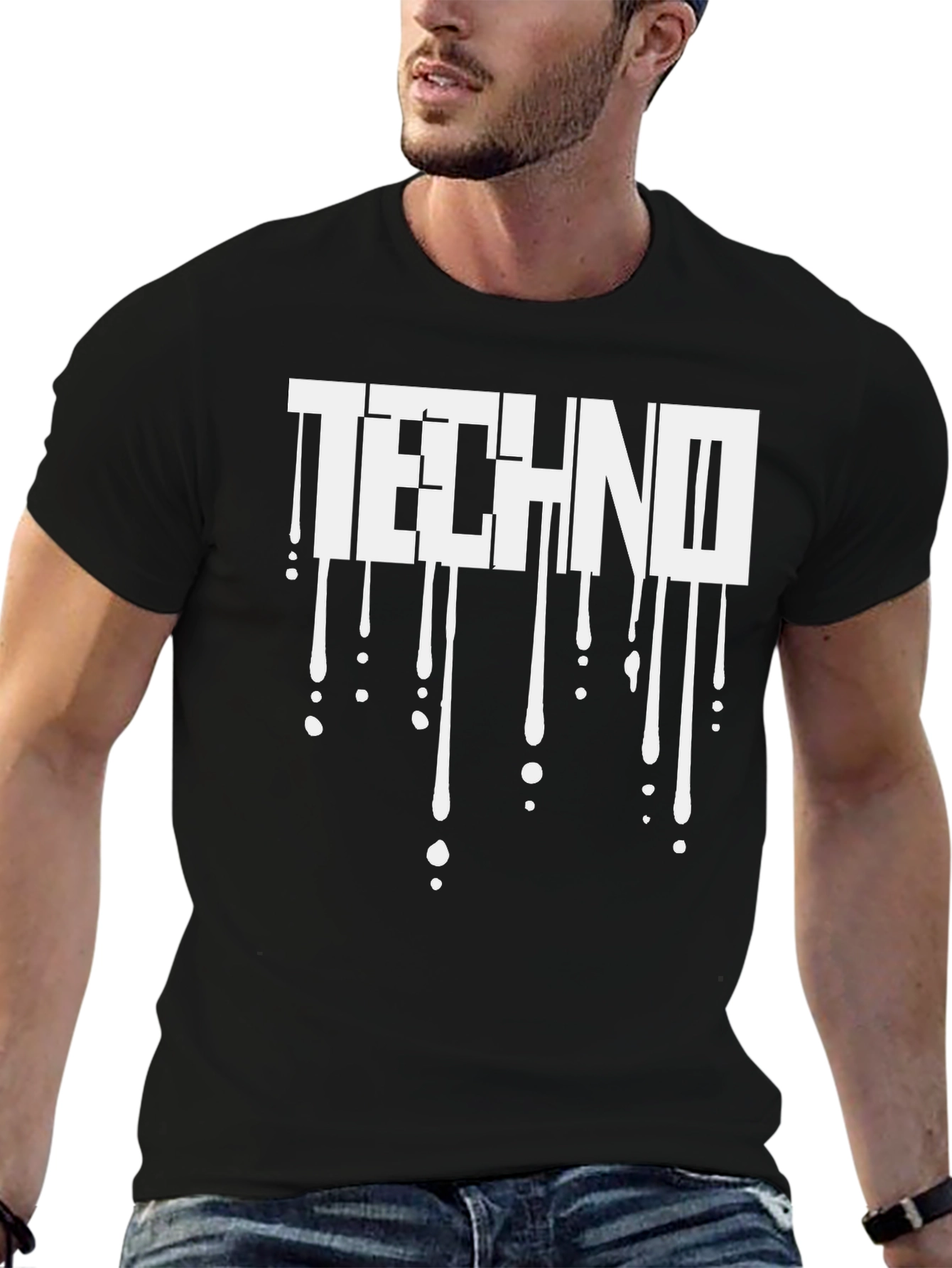 Techno Drip Graphic T-Shirt - Black