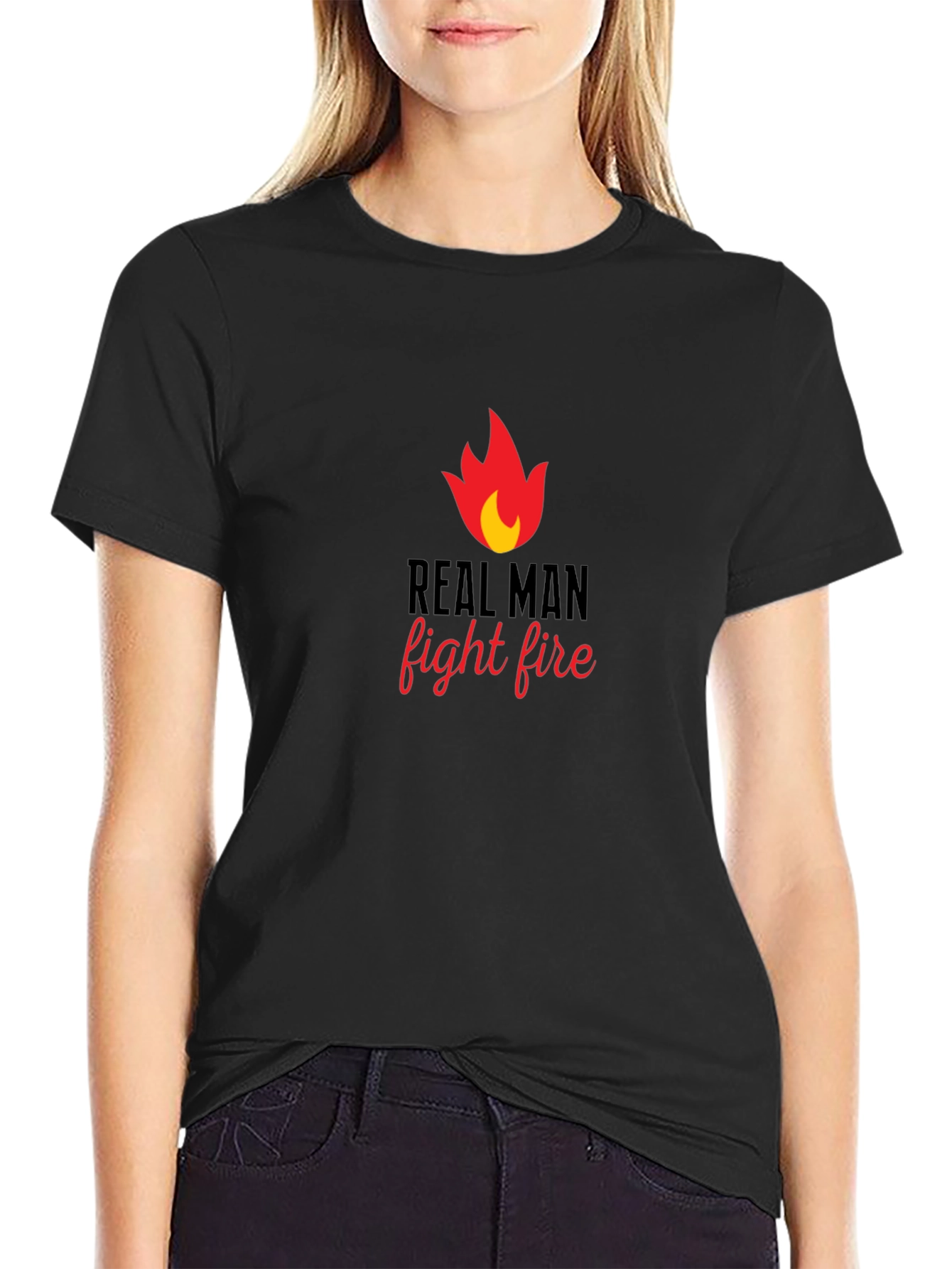Real Man Fight Fire Graphic T-Shirt
