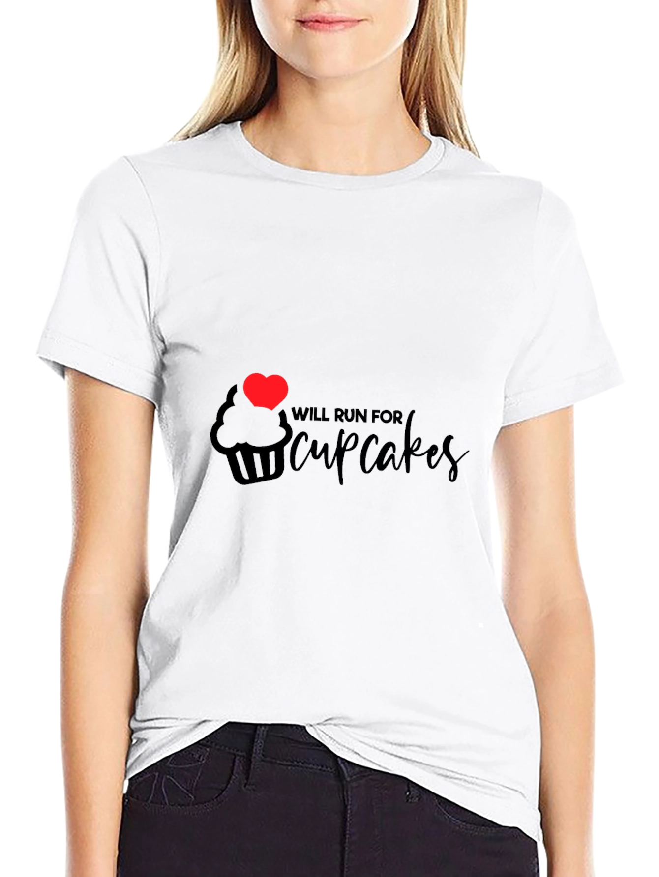 Will Run for Cupcakes Black T-Shirt
