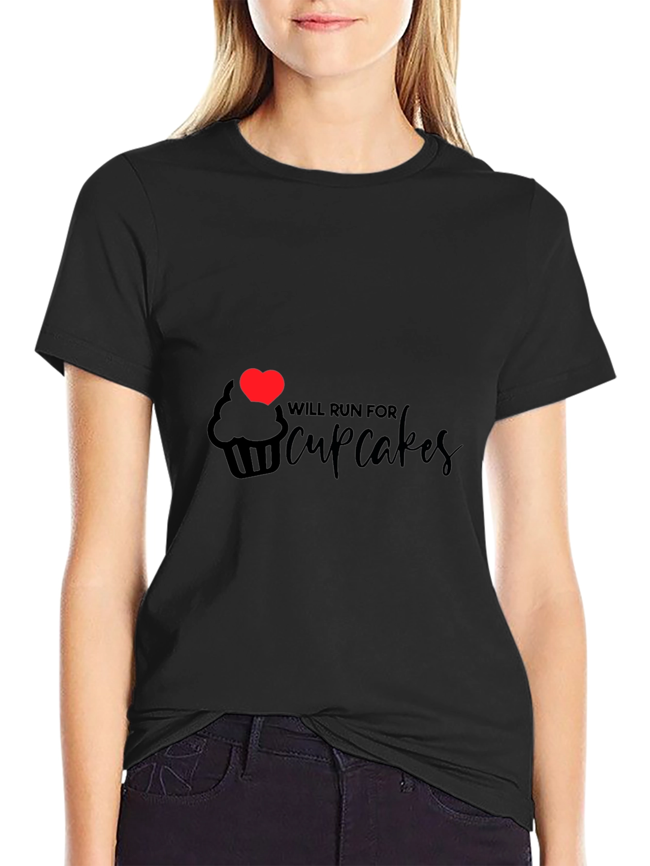 Will Run for Cupcakes Black T-Shirt