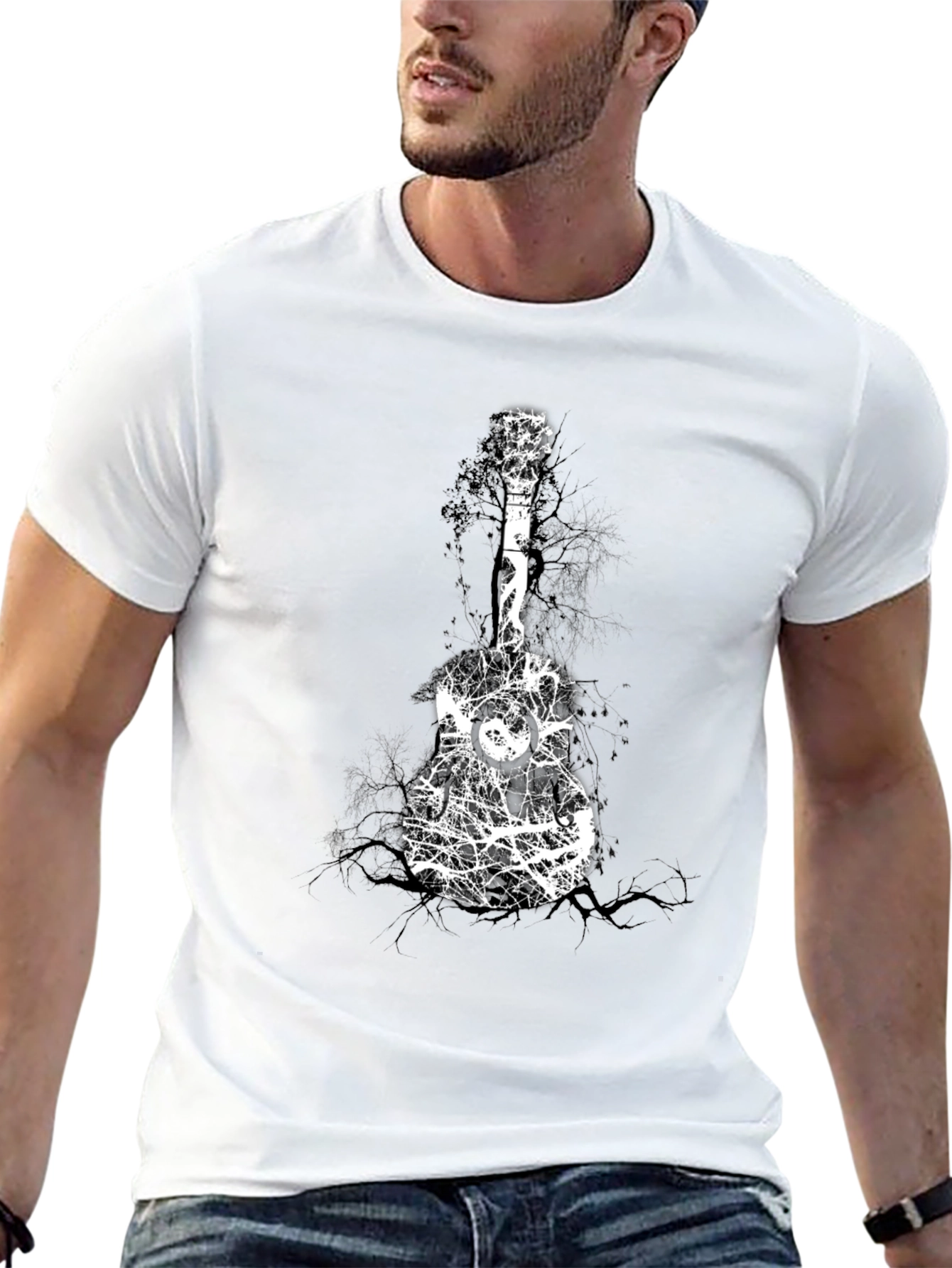 Guitar Tree Graphic Black T-Shirt