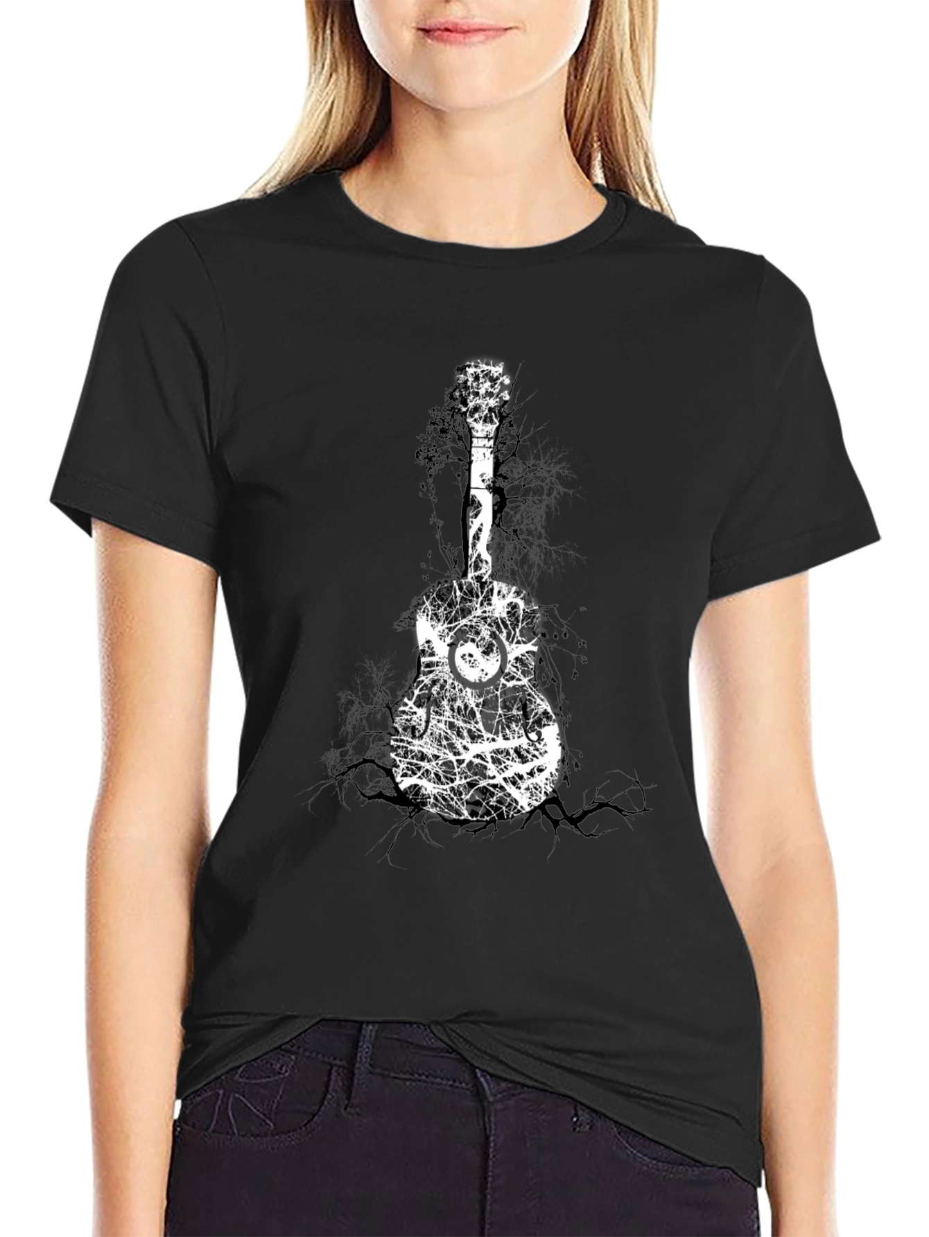 Guitar Tree Graphic Black T-Shirt