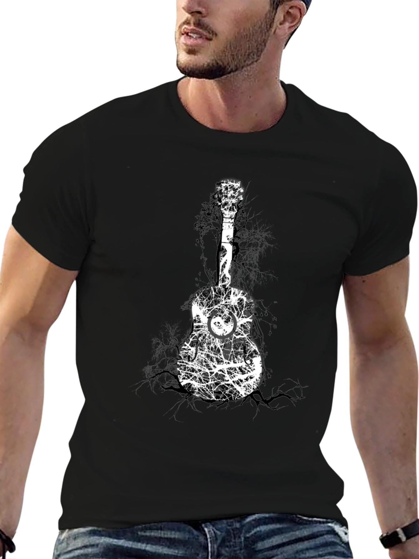 Guitar Tree Graphic Black T-Shirt
