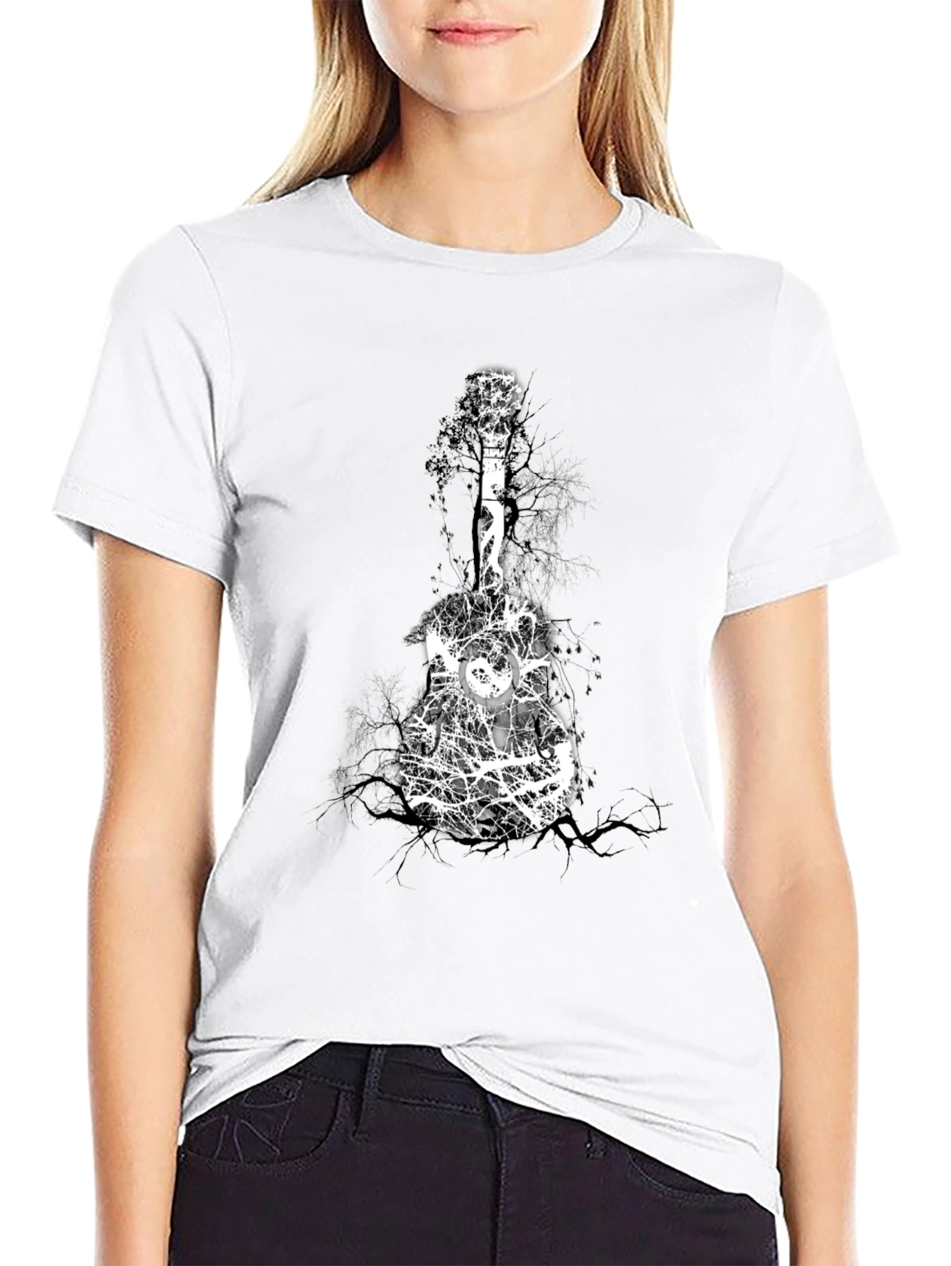 Guitar Tree Graphic Black T-Shirt