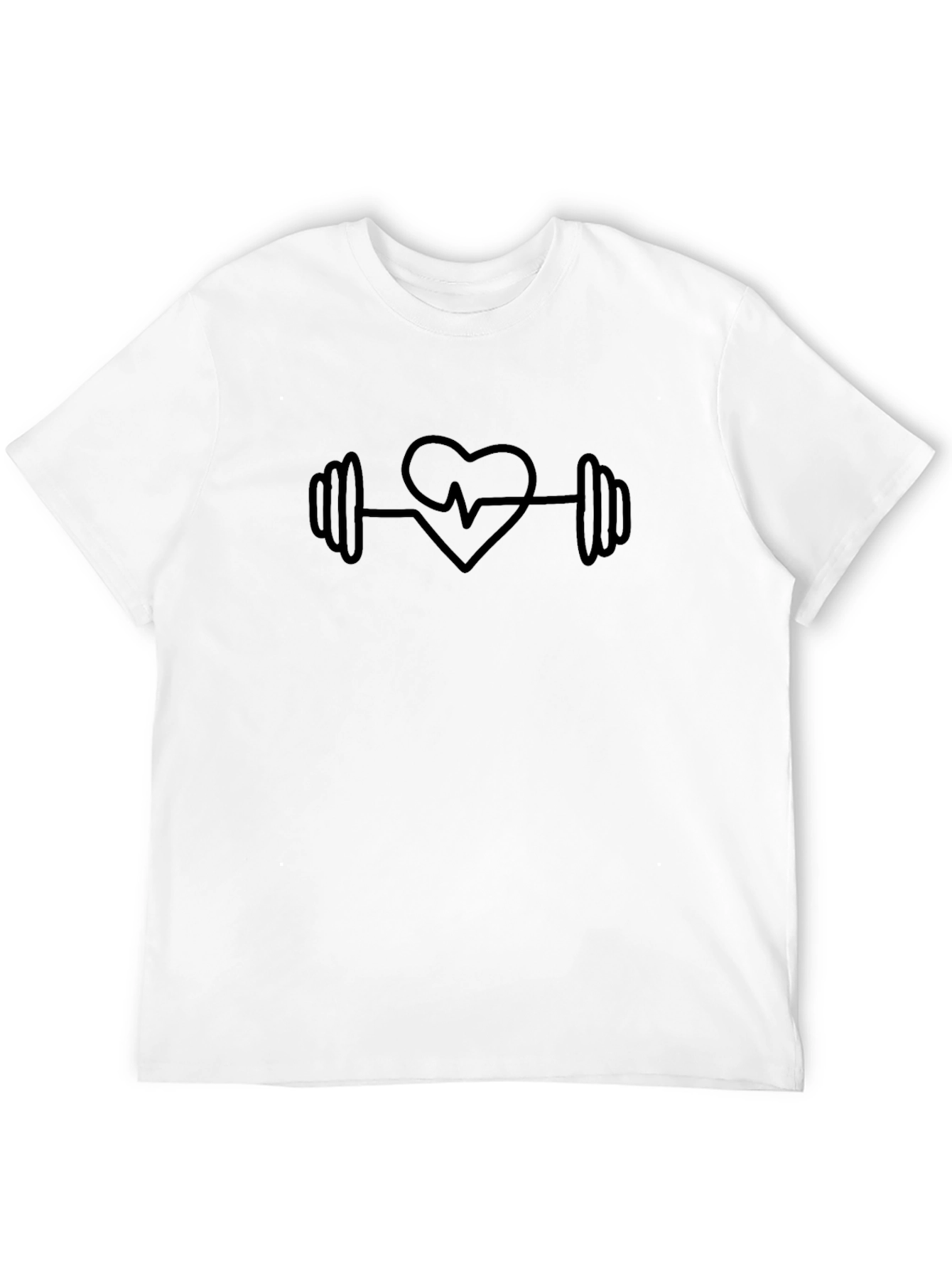 Heartbeat Barbell Graphic T-Shirt - Fitness Love