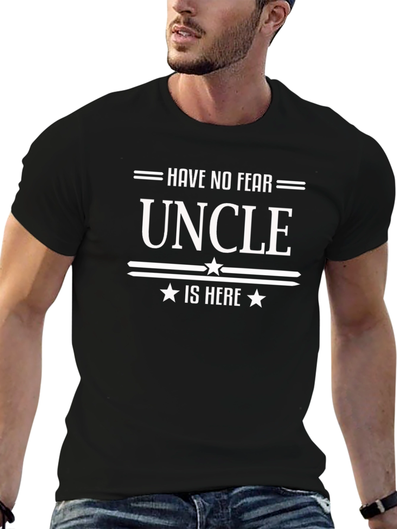 Have No Fear Uncle Is Here Black T-Shirt