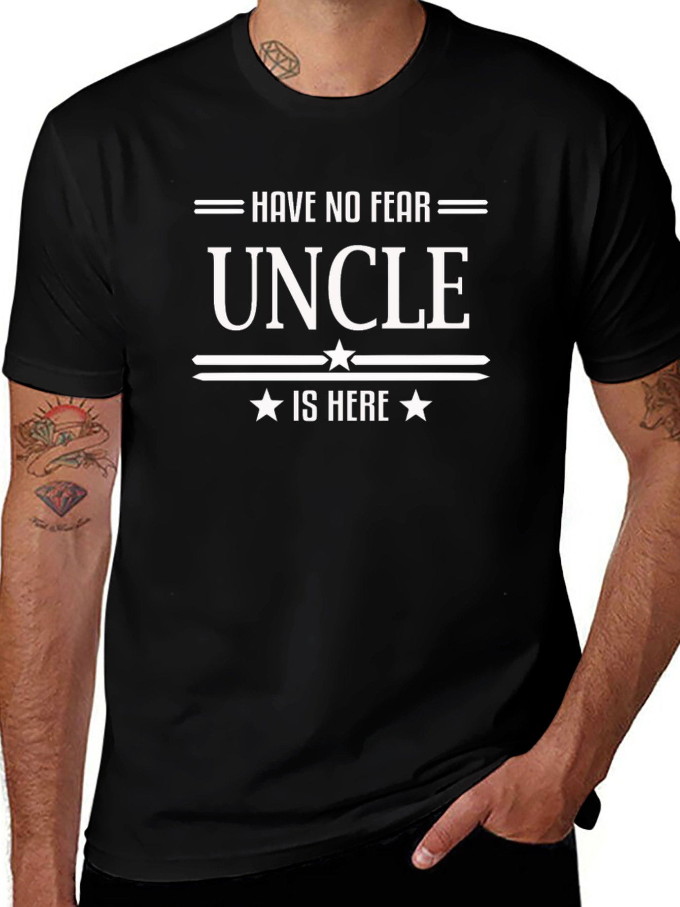 Have No Fear Uncle Is Here Black T-Shirt