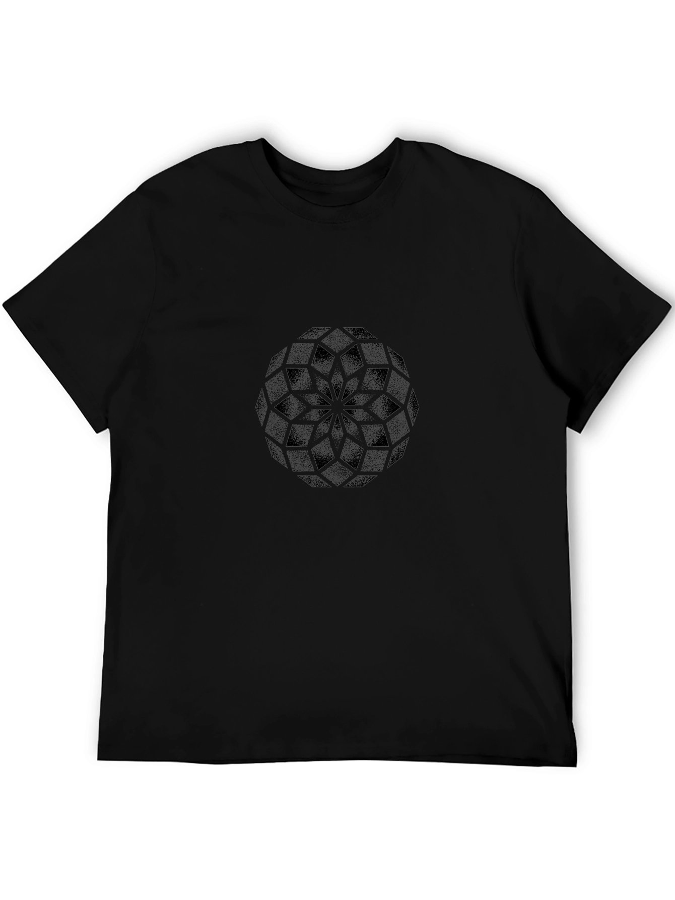 Geometric Mandala Graphic Tee - Black Casual Shirt