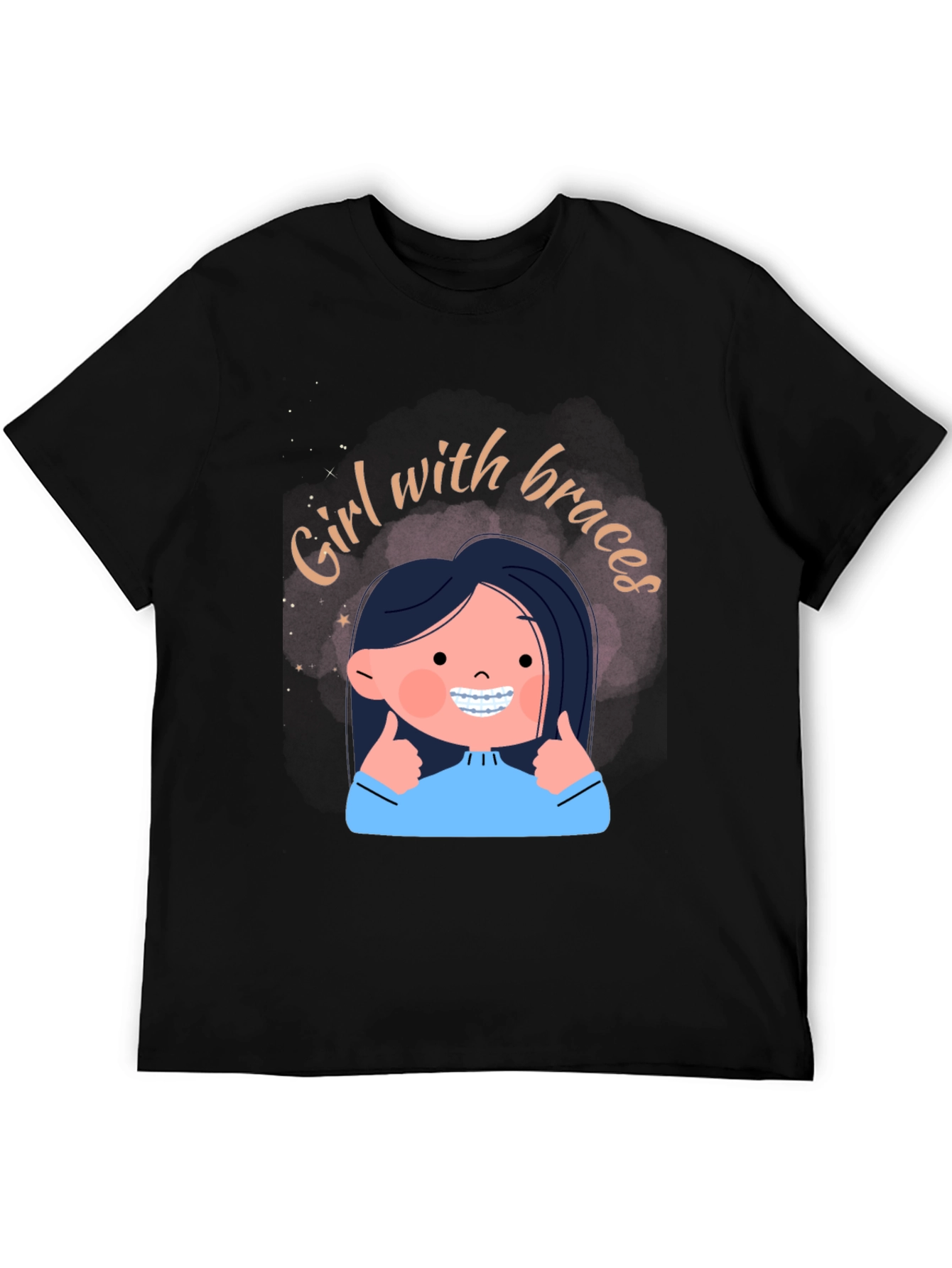 Girl with Braces Graphic Tee - Black