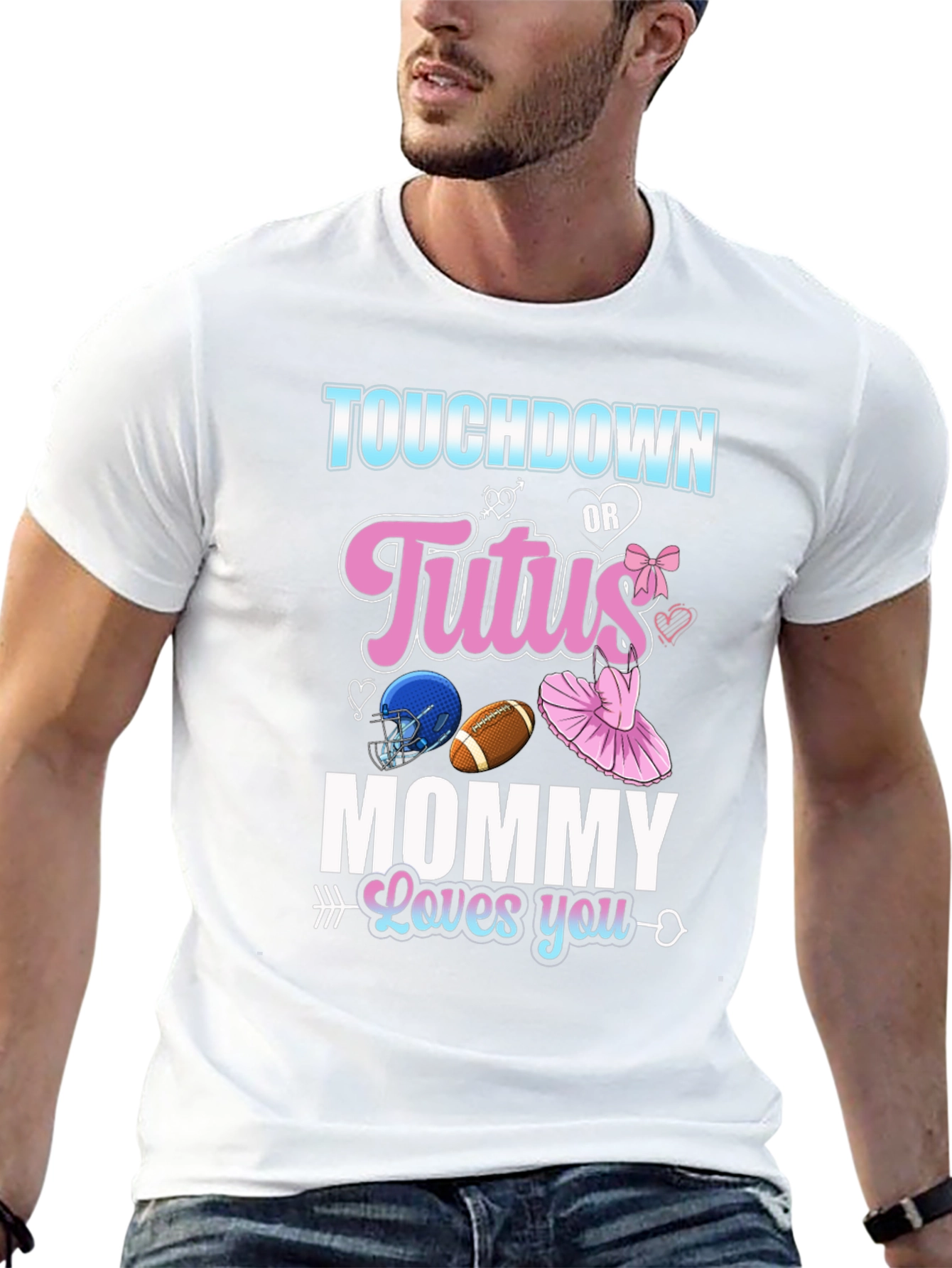 Touchdown or Tutus Gender Reveal T-Shirt