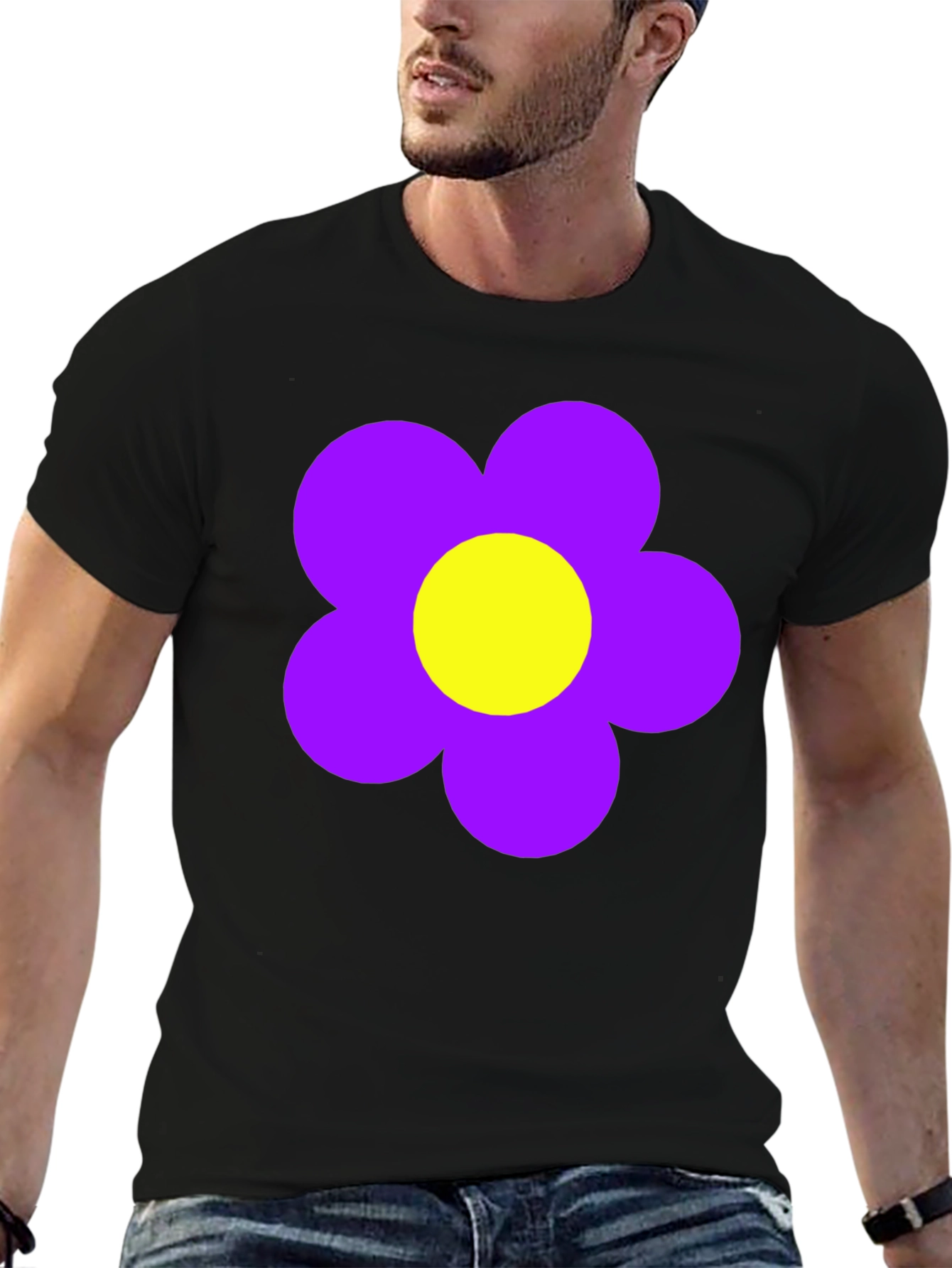 Retro Flower Power T-Shirt - Black