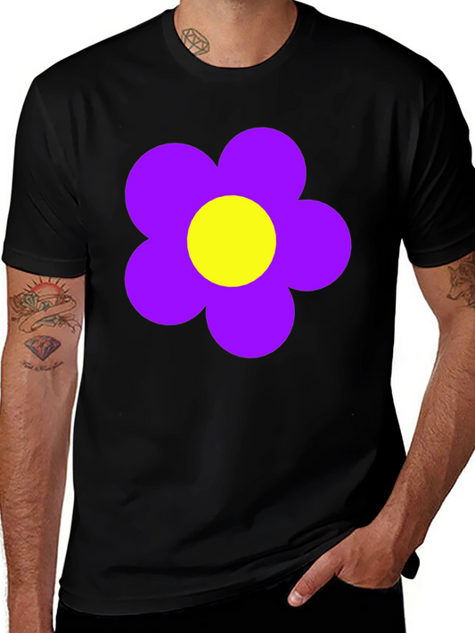 Retro Flower Power T-Shirt - Black