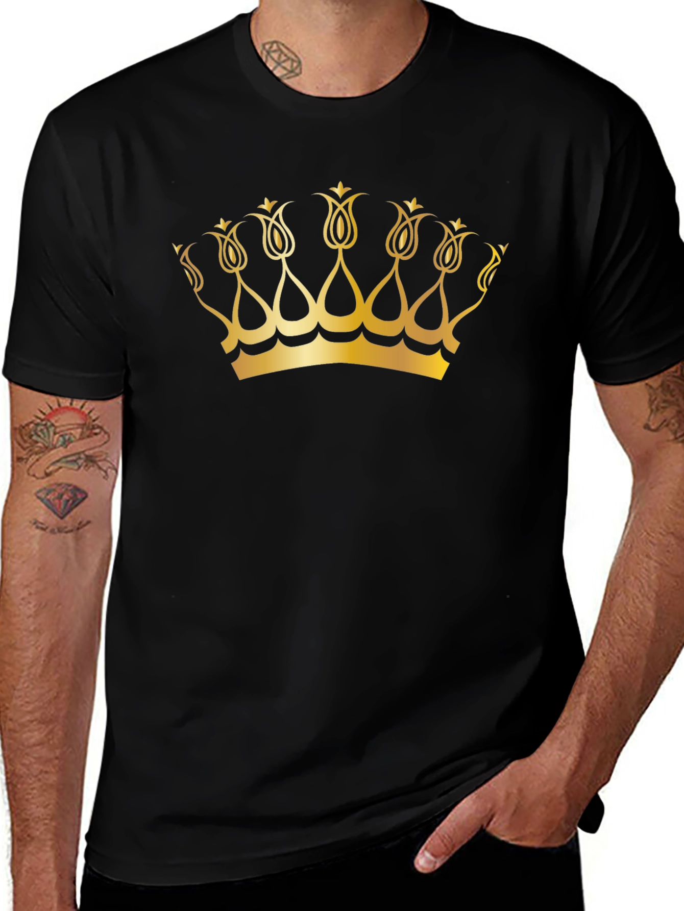 Golden Crown Graphic Black T-Shirt