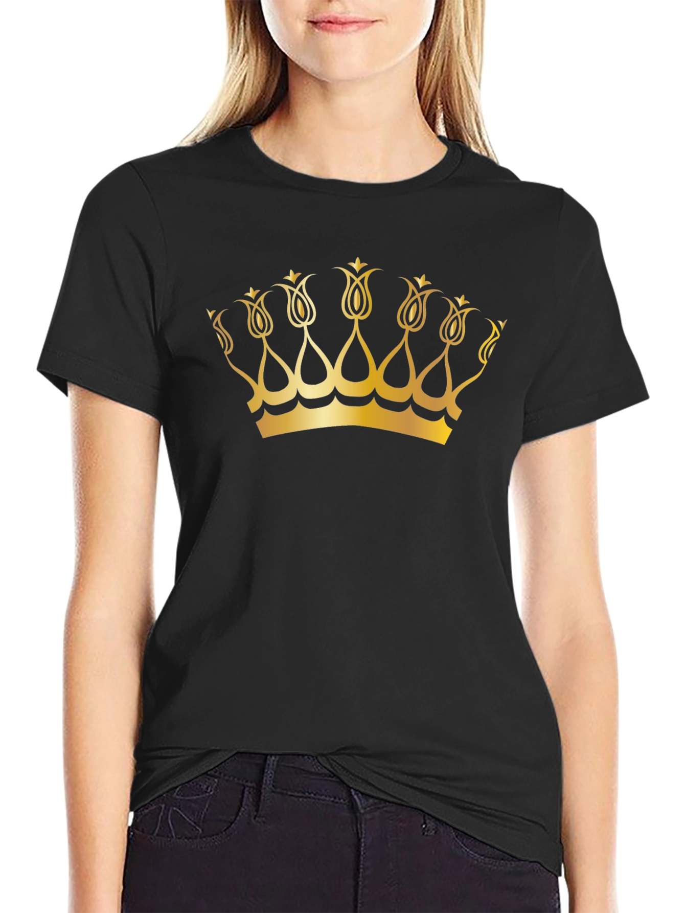Golden Crown Graphic Black T-Shirt