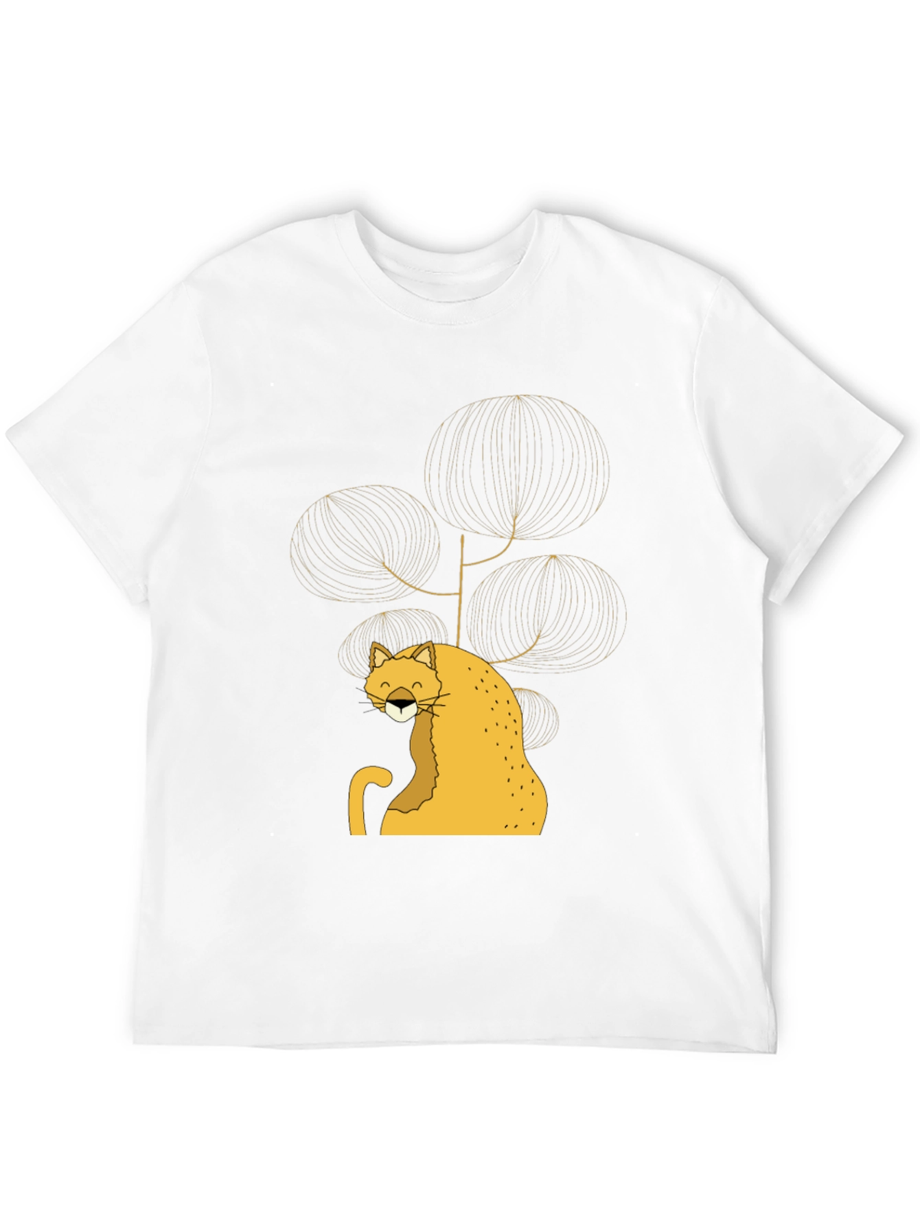 Stylish Black Tee with Whimsical Cat Design