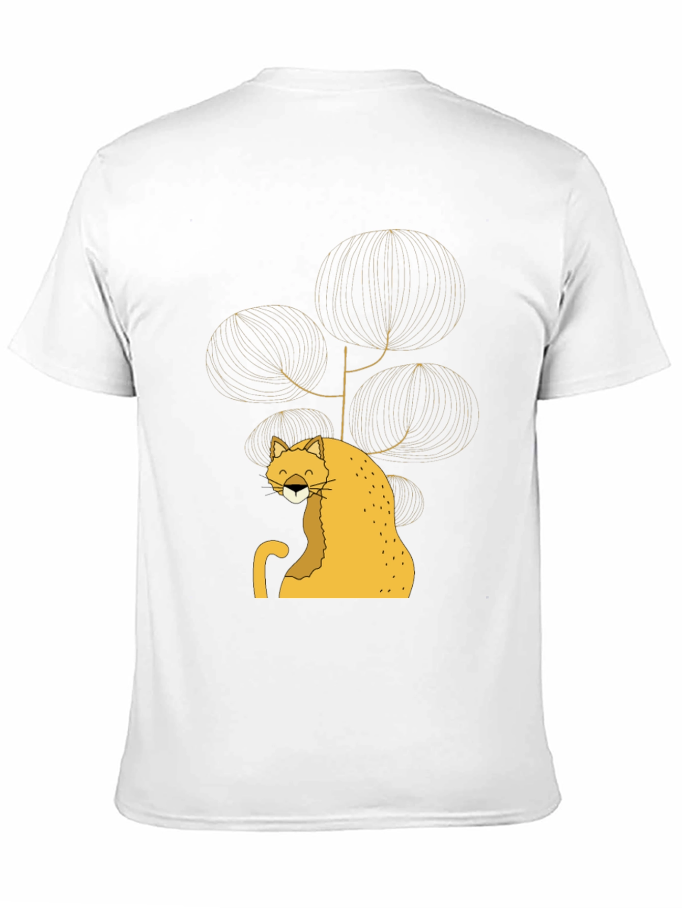 Stylish Black Tee with Whimsical Cat Design