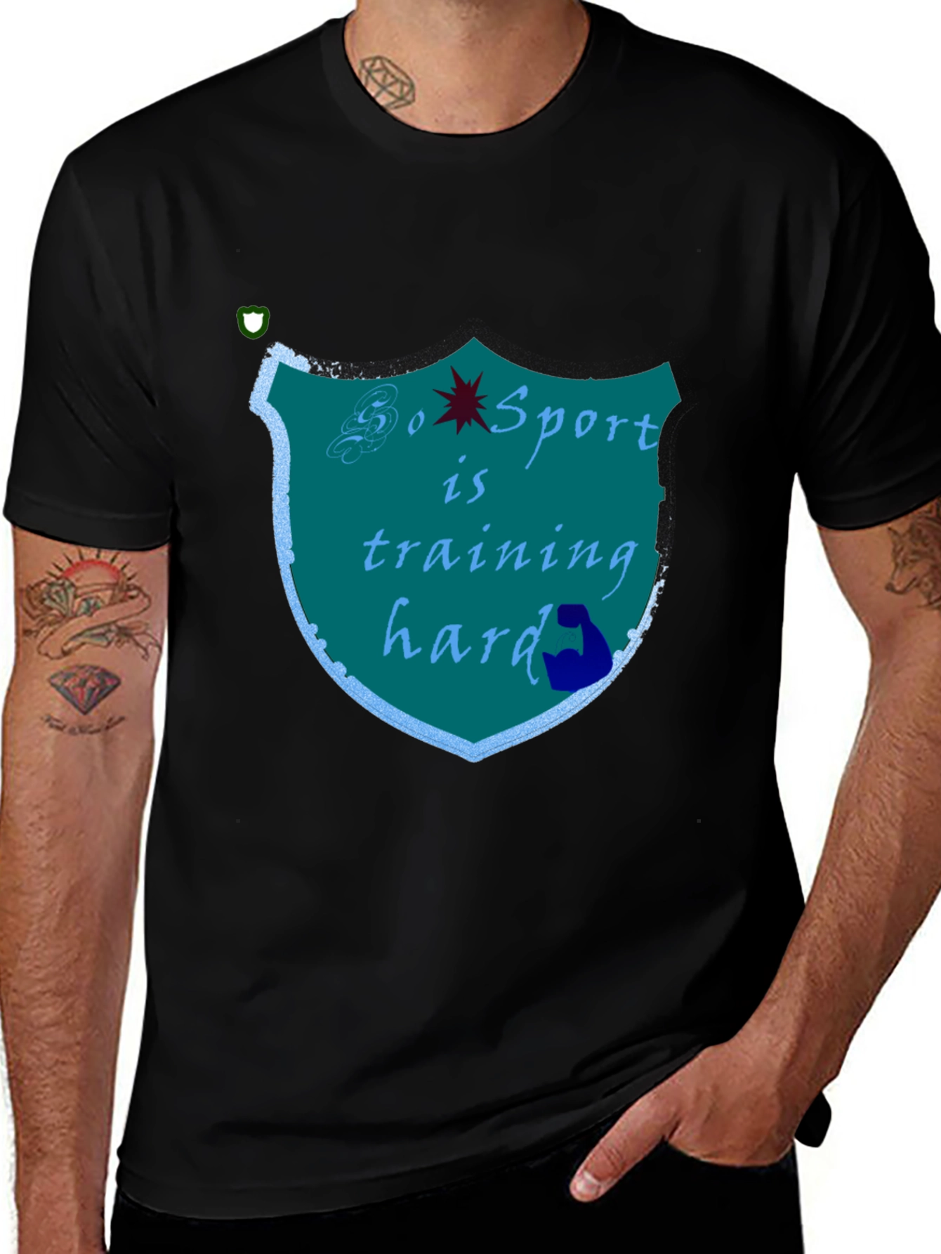 Sports Training Hard Black T-Shirt
