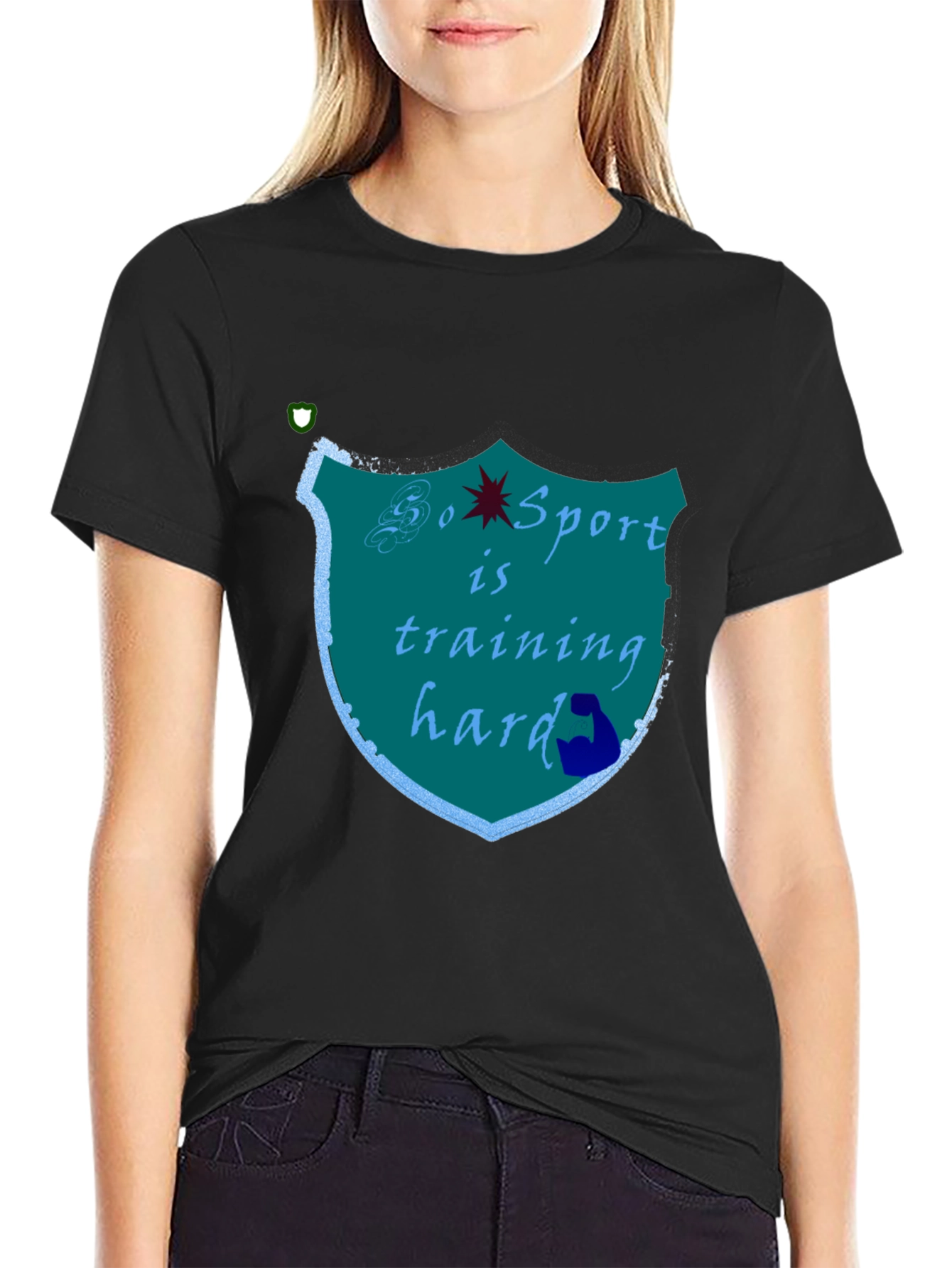 Sports Training Hard Black T-Shirt