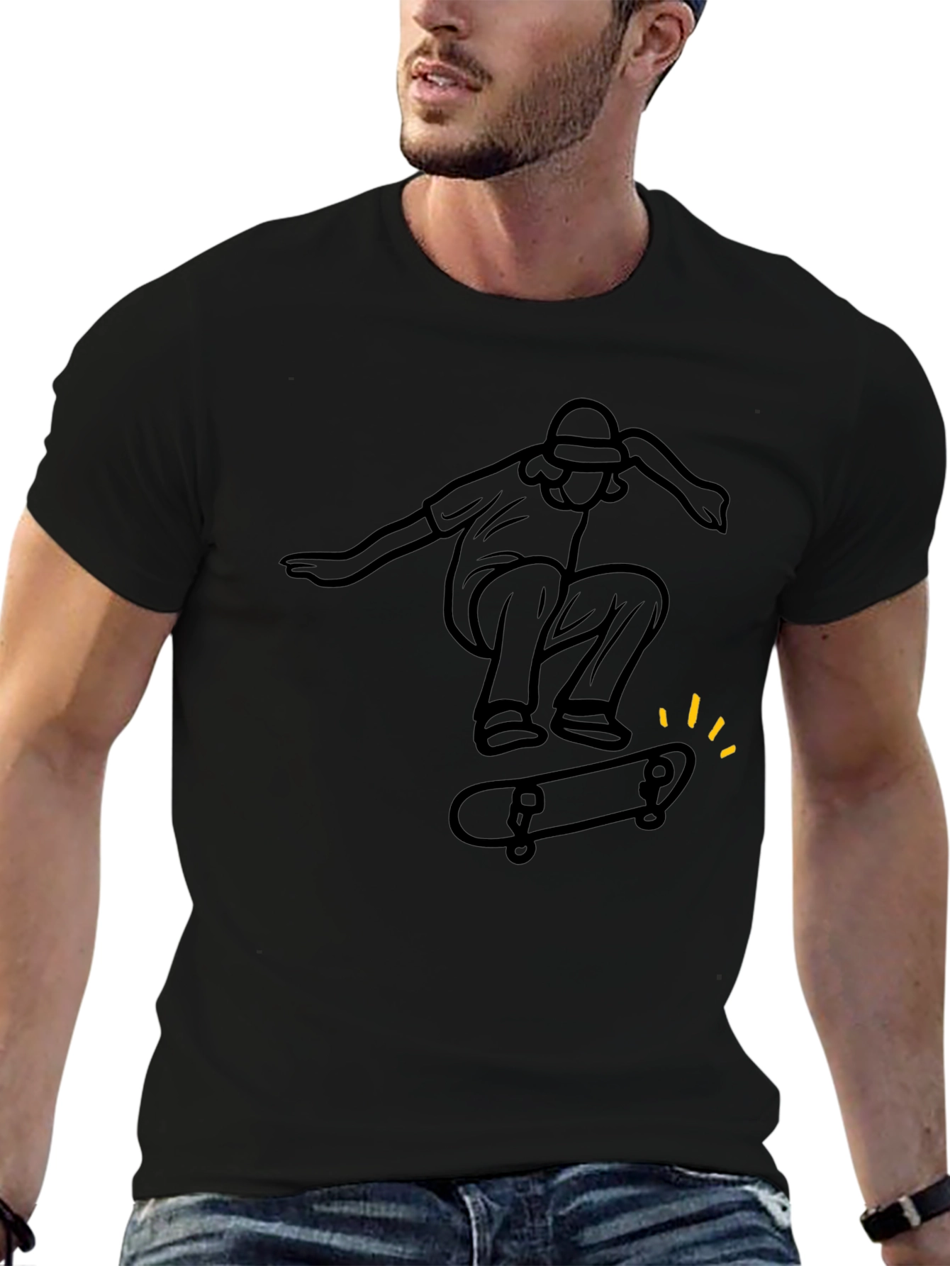 Skater Graphic Tee - Stylish Black Cotton T-Shirt