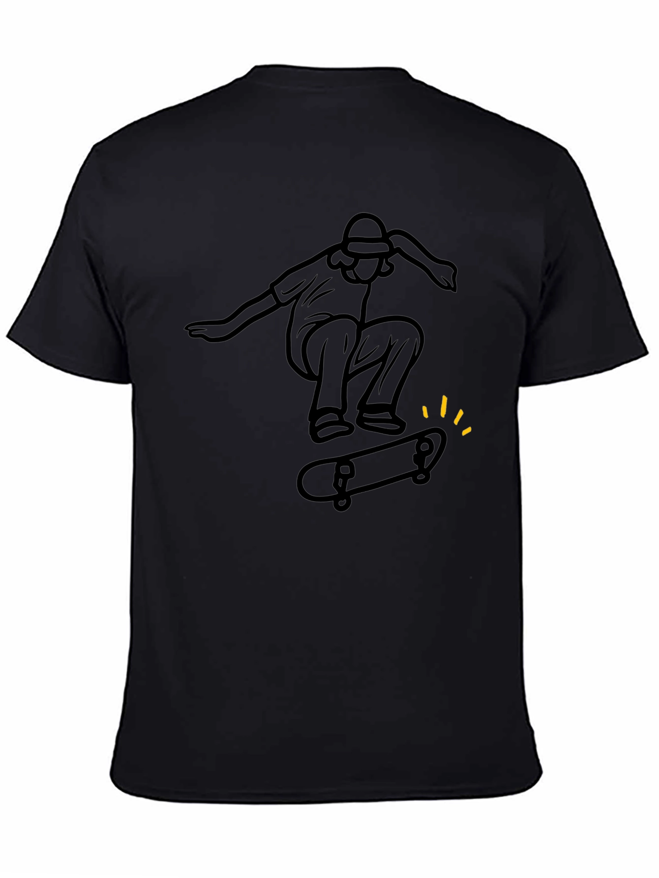 Skater Graphic Tee - Stylish Black Cotton T-Shirt