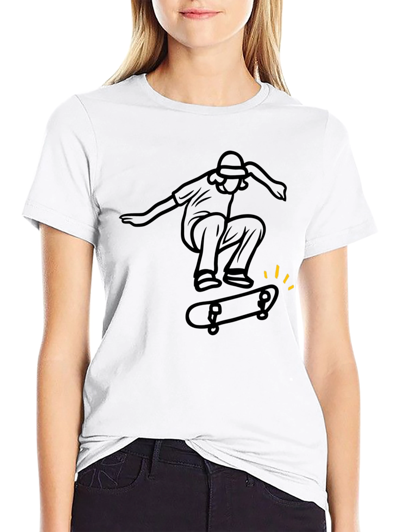 Skater Graphic Tee - Stylish Black Cotton T-Shirt