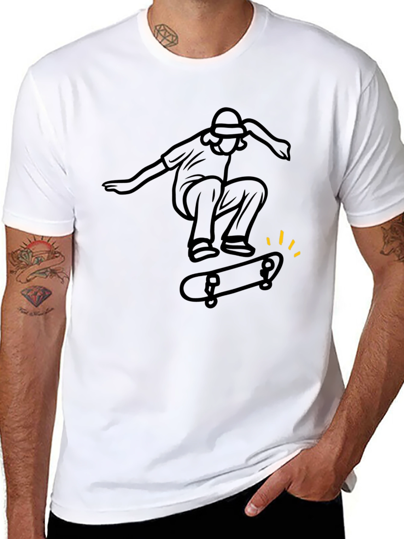 Skater Graphic Tee - Stylish Black Cotton T-Shirt