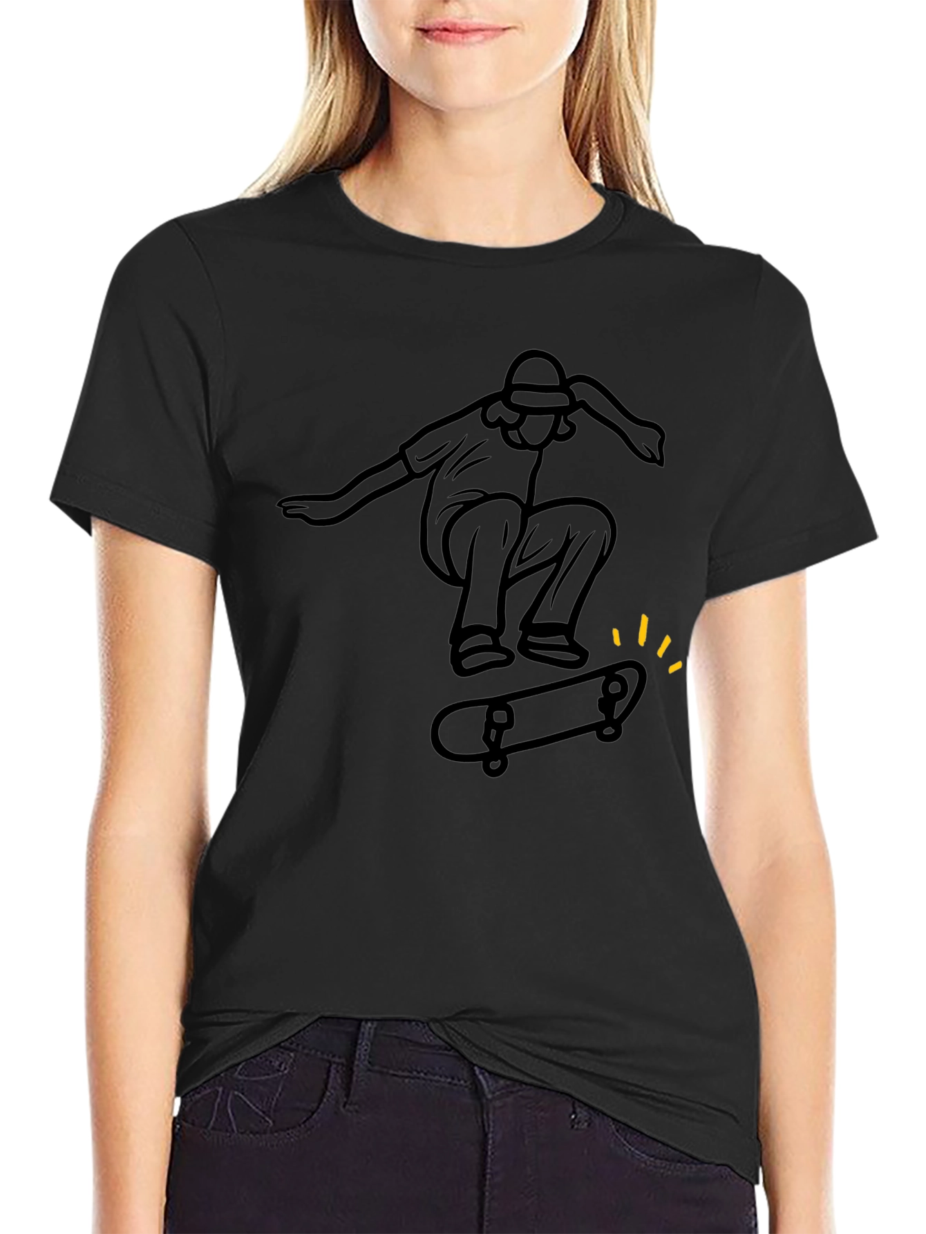 Skater Graphic Tee - Stylish Black Cotton T-Shirt