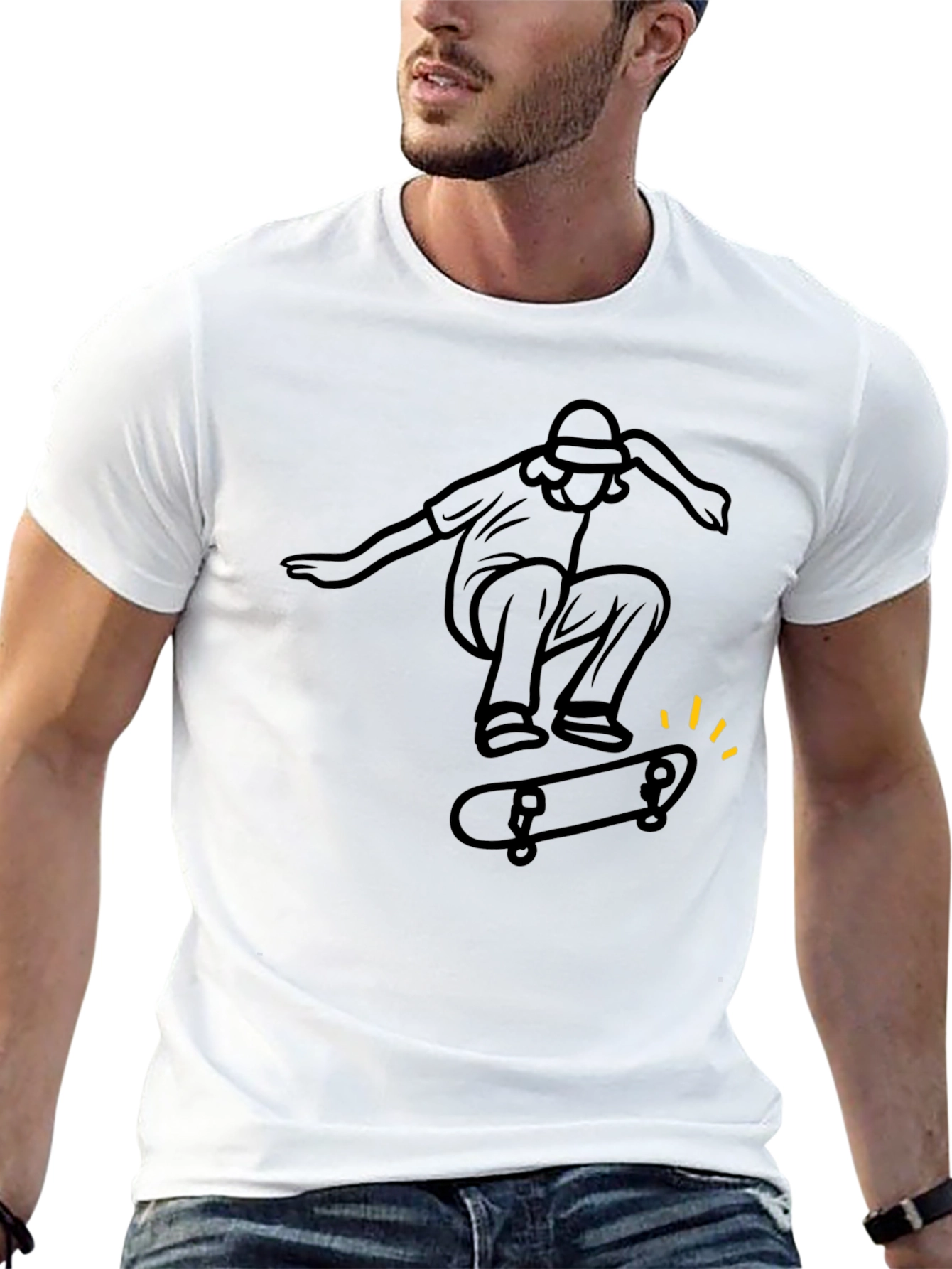 Skater Graphic Tee - Stylish Black Cotton T-Shirt