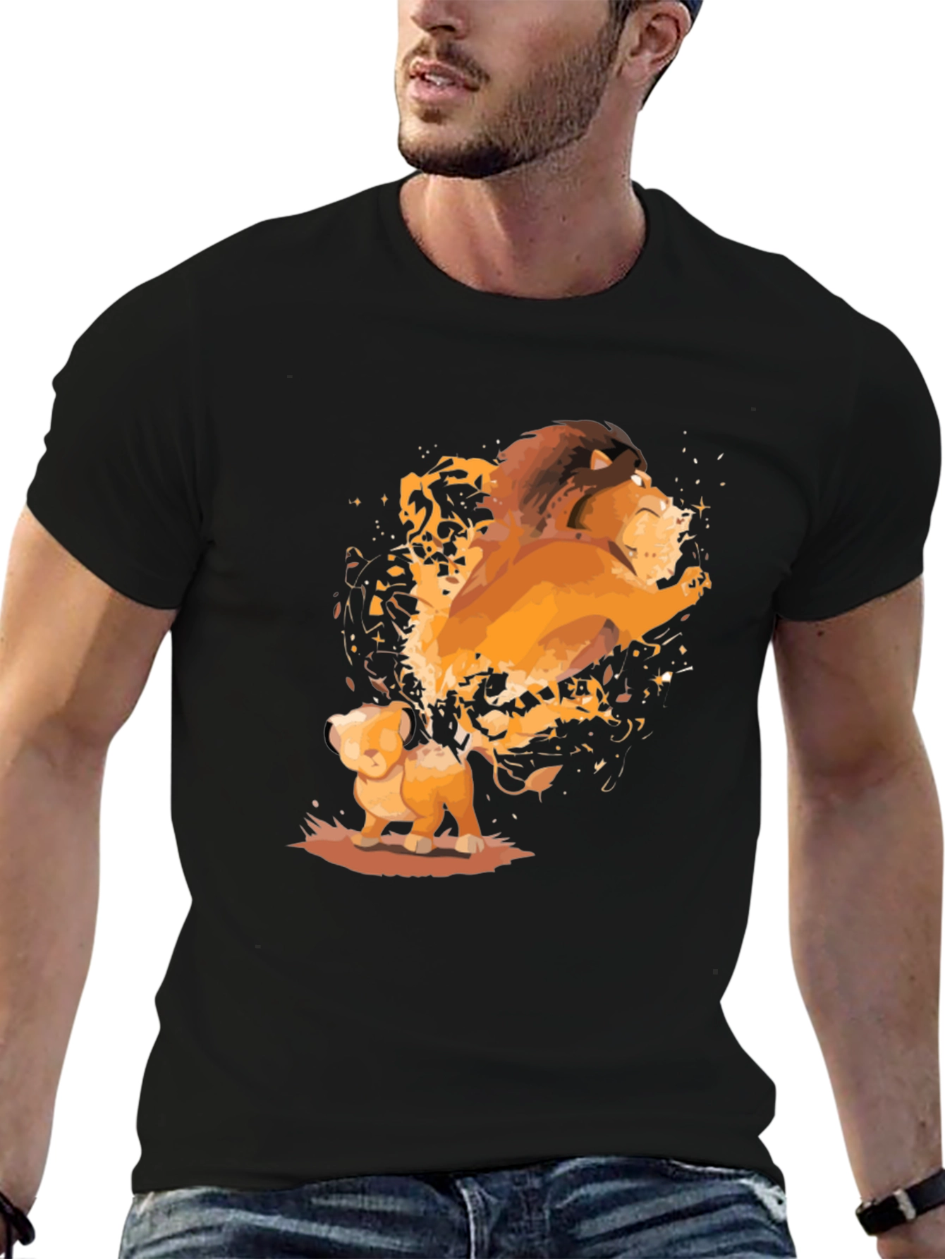 The Lion King Black T-Shirt - Simba and Mufasa