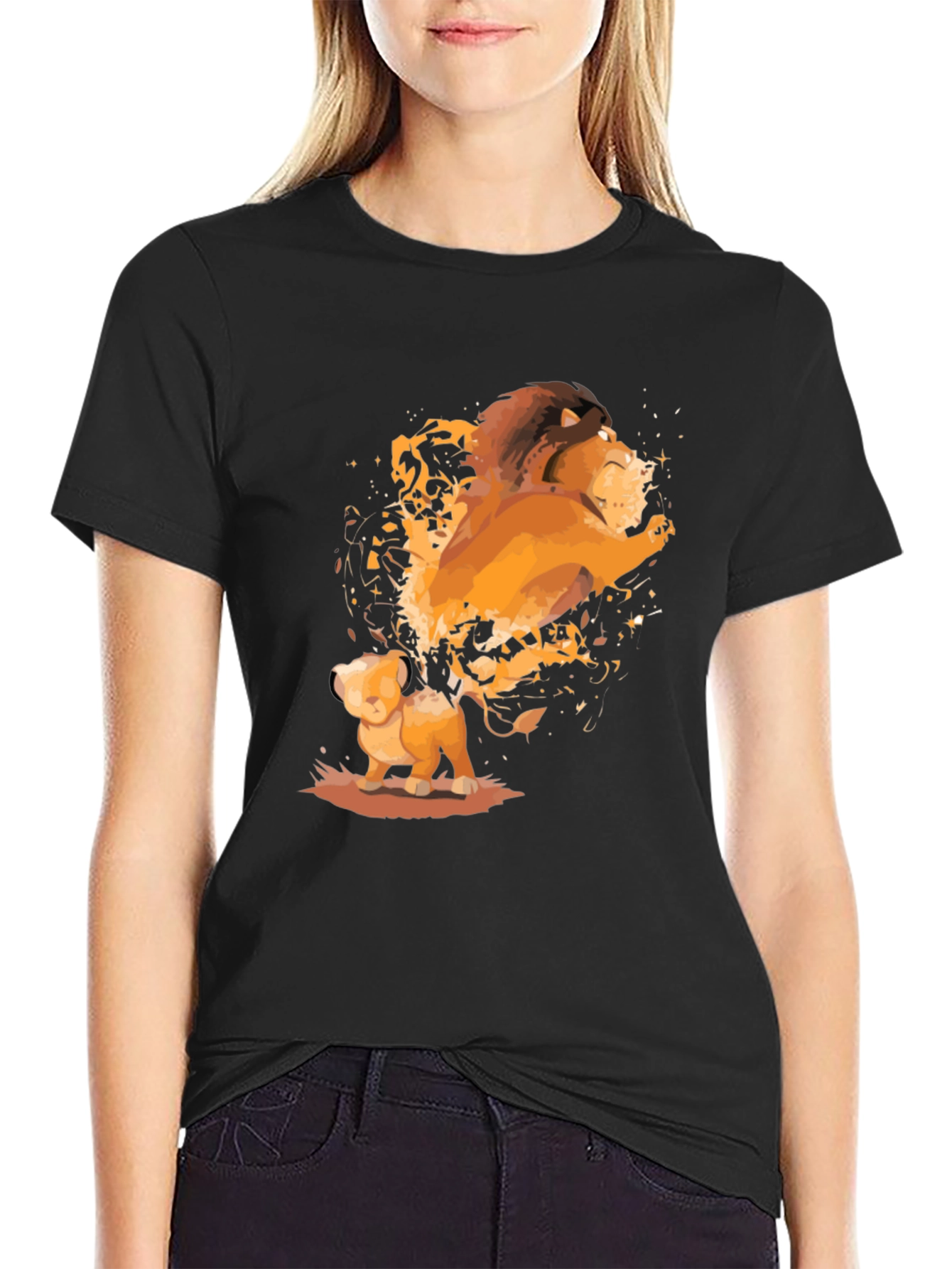 The Lion King Black T-Shirt - Simba and Mufasa