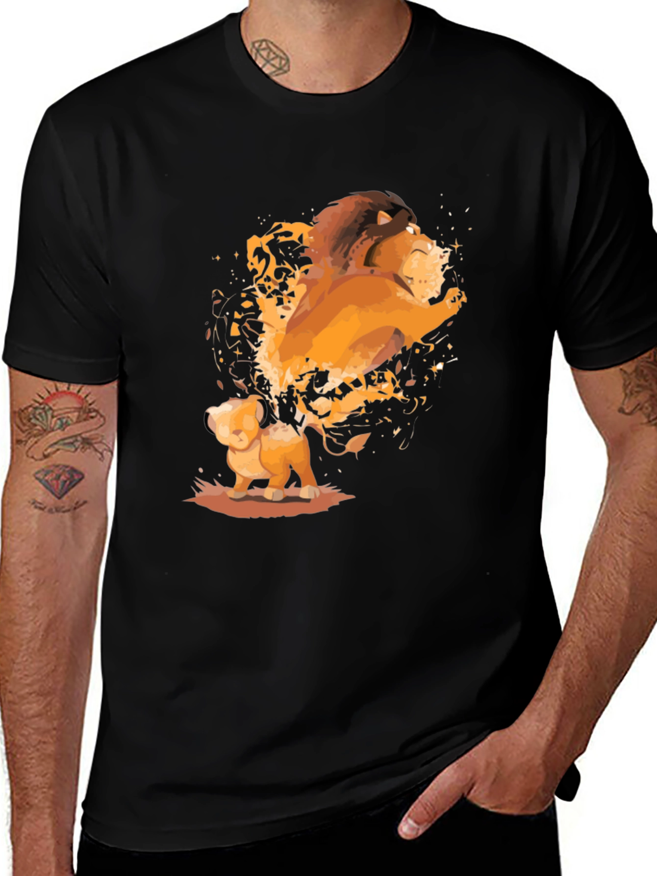 The Lion King Black T-Shirt - Simba and Mufasa