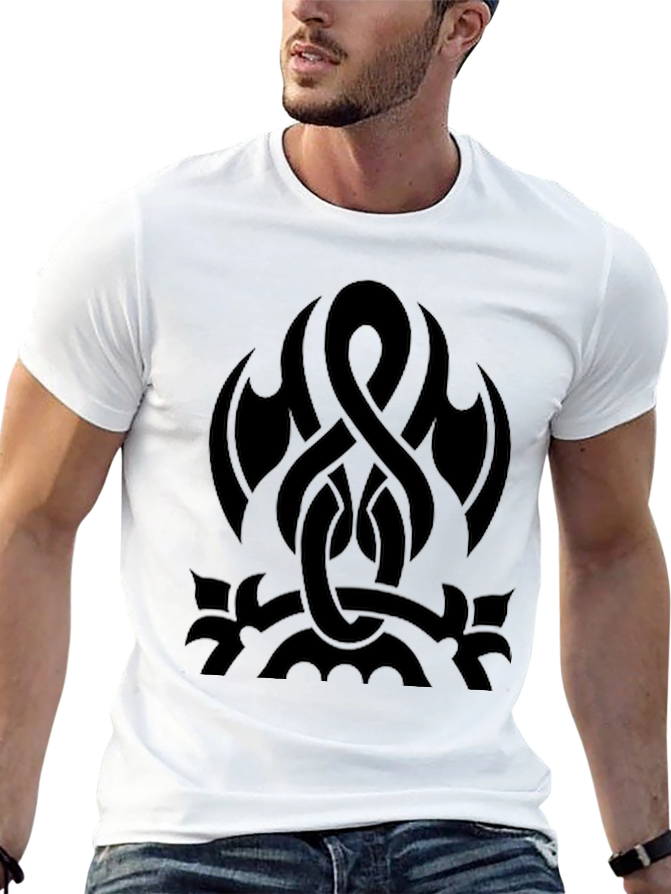 Mens Black Graphic Tee - Celtic Knot Design