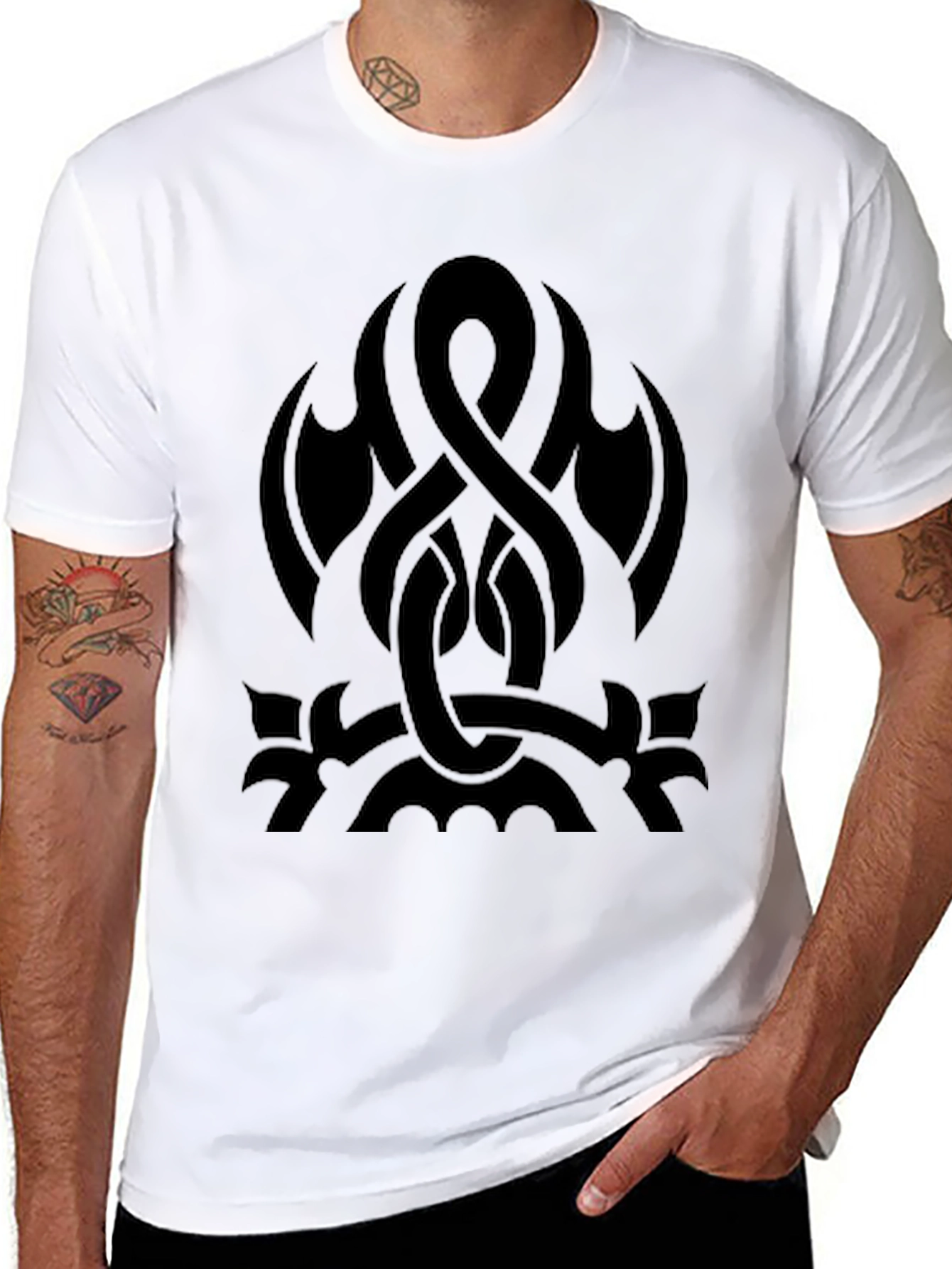 Mens Black Graphic Tee - Celtic Knot Design