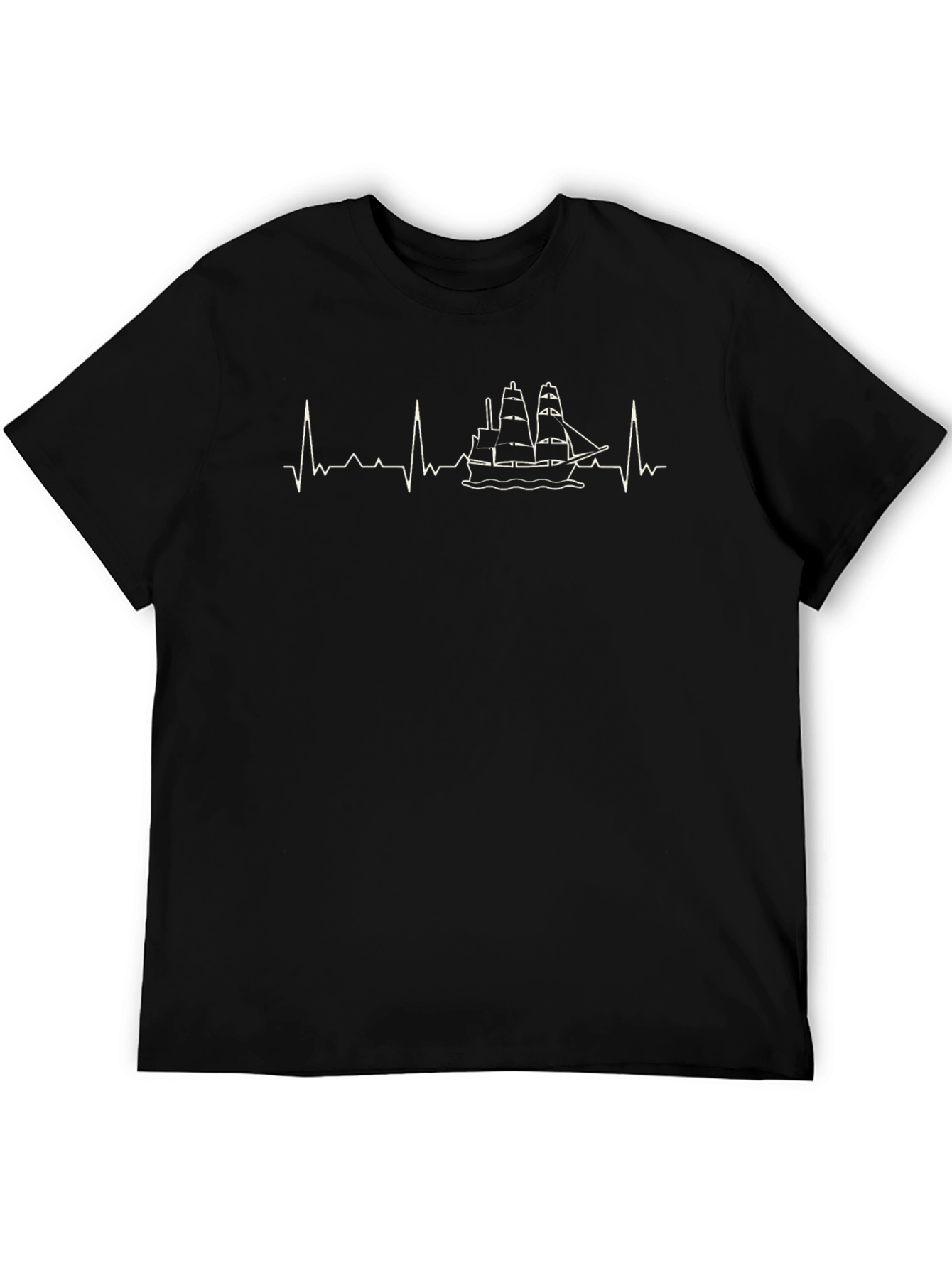 Heartbeat Sailing T-Shirt - Black Graphic Tee