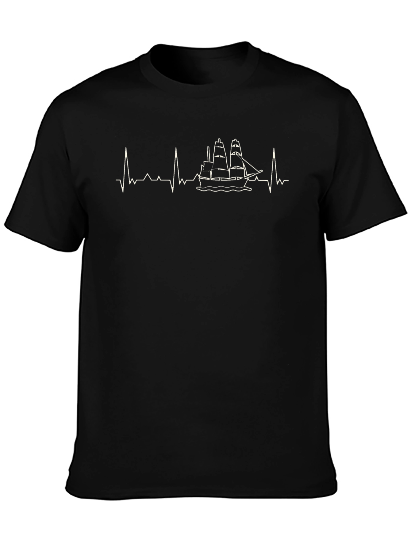 Heartbeat Sailing T-Shirt - Black Graphic Tee