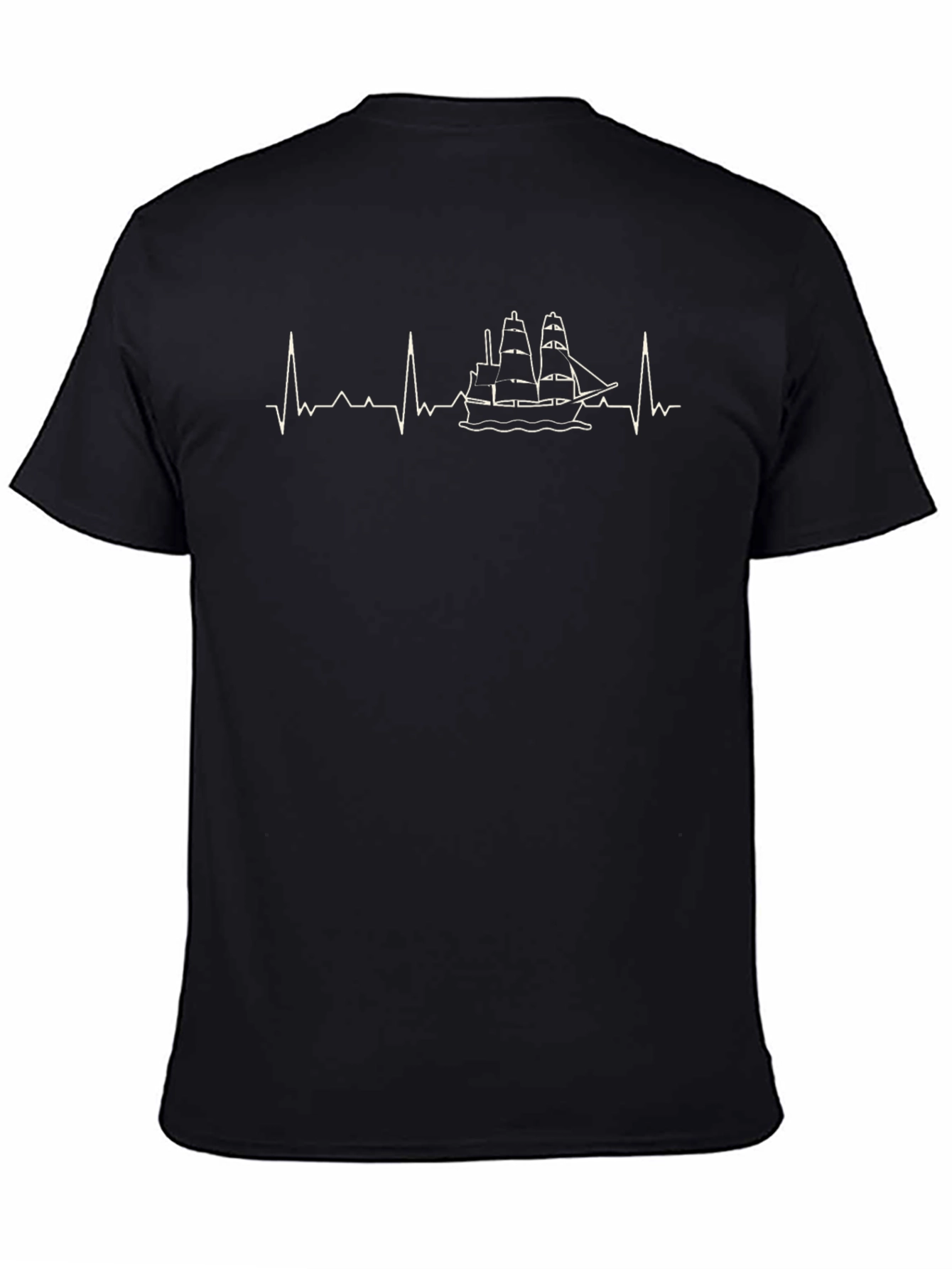Heartbeat Sailing T-Shirt - Black Graphic Tee