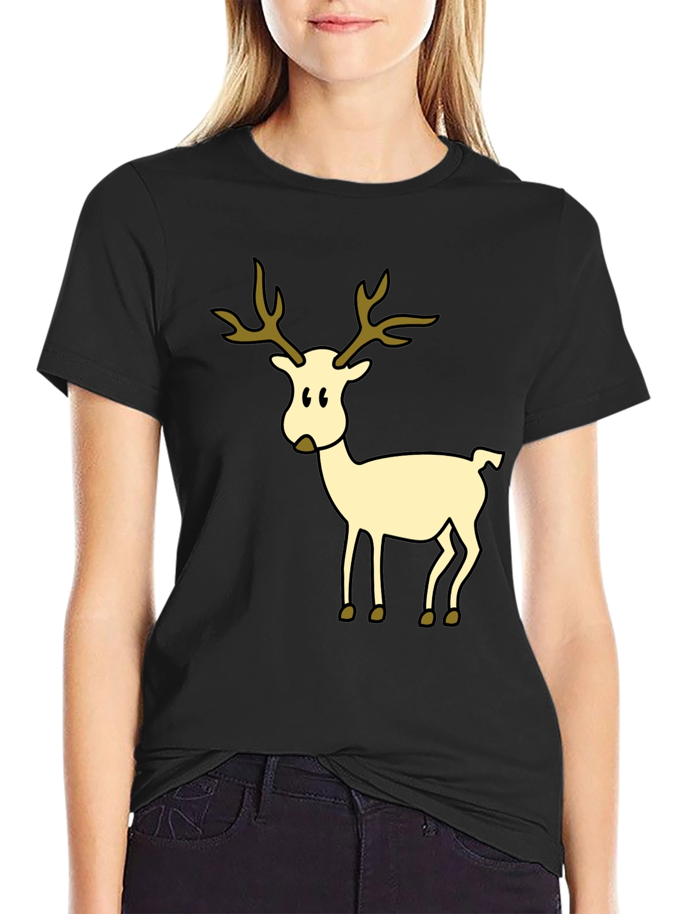 Festive Reindeer Graphic T-Shirt - Holiday Style