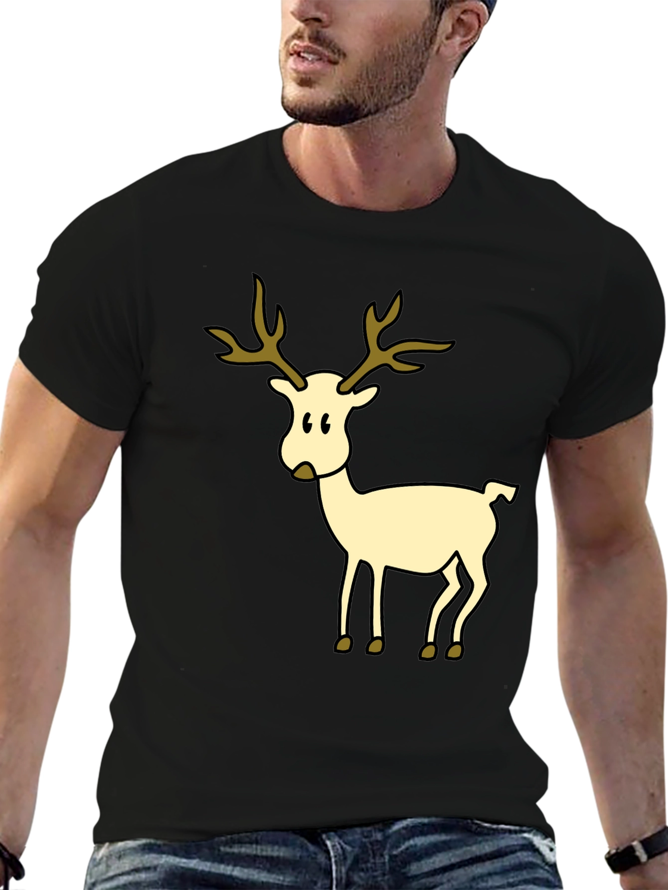Festive Reindeer Graphic T-Shirt - Holiday Style
