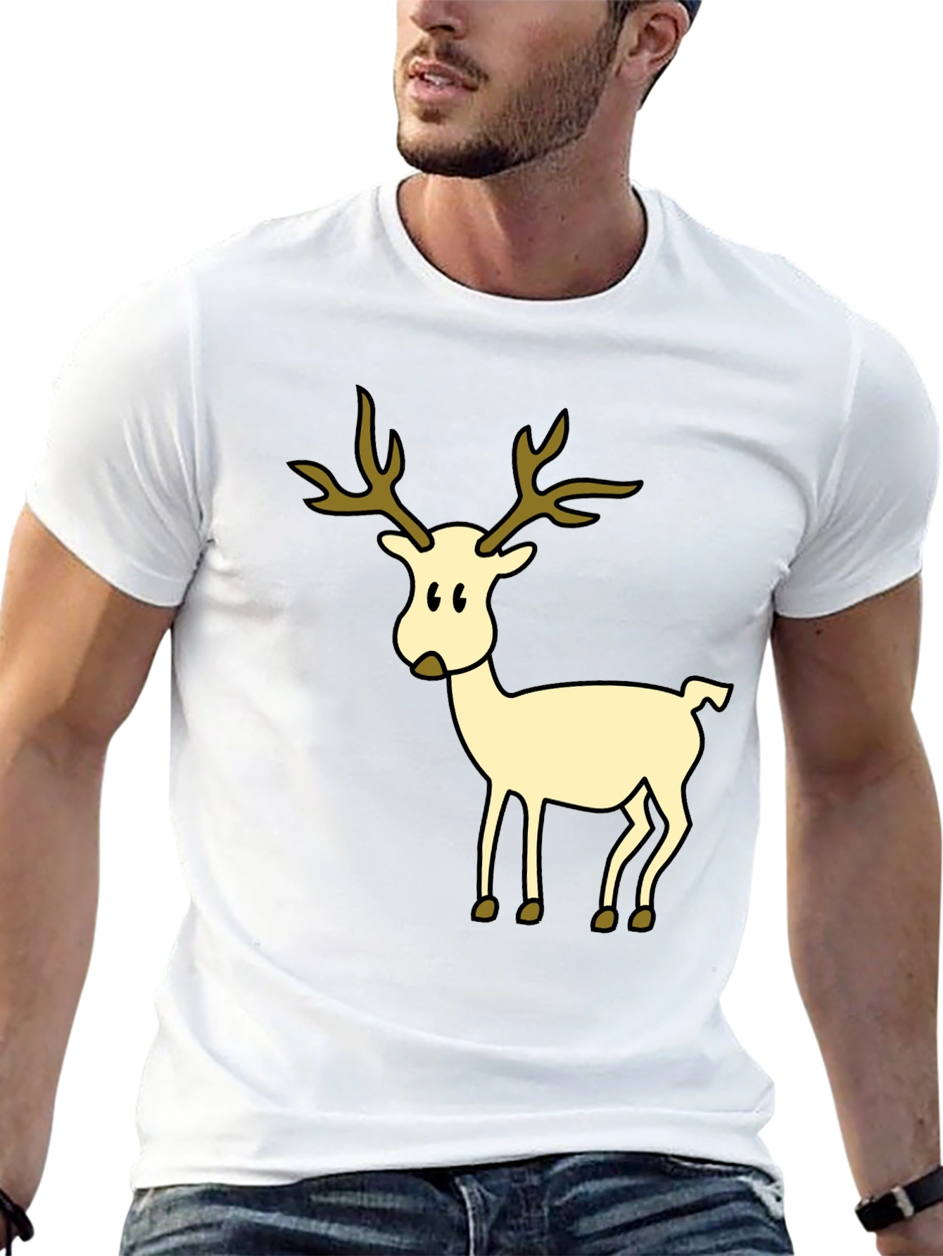 Festive Reindeer Graphic T-Shirt - Holiday Style