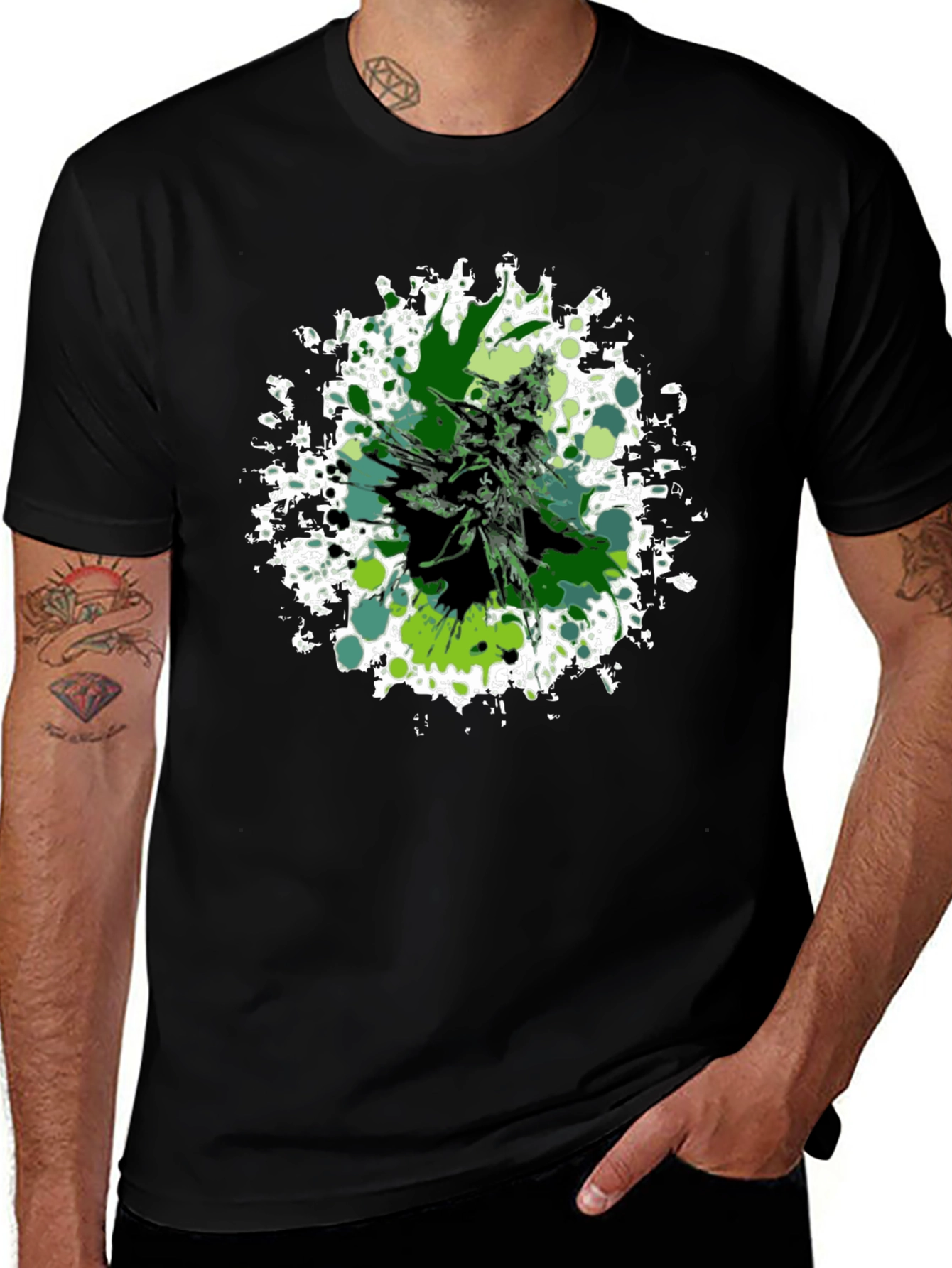 Green Splatter Cannabis Graphic Tee