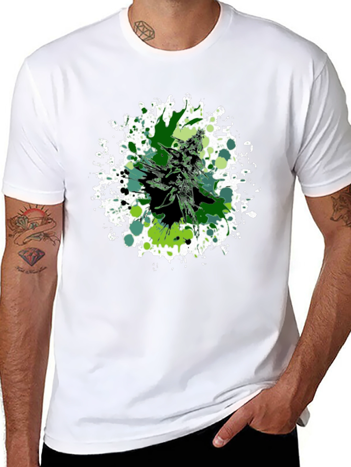 Green Splatter Cannabis Graphic Tee